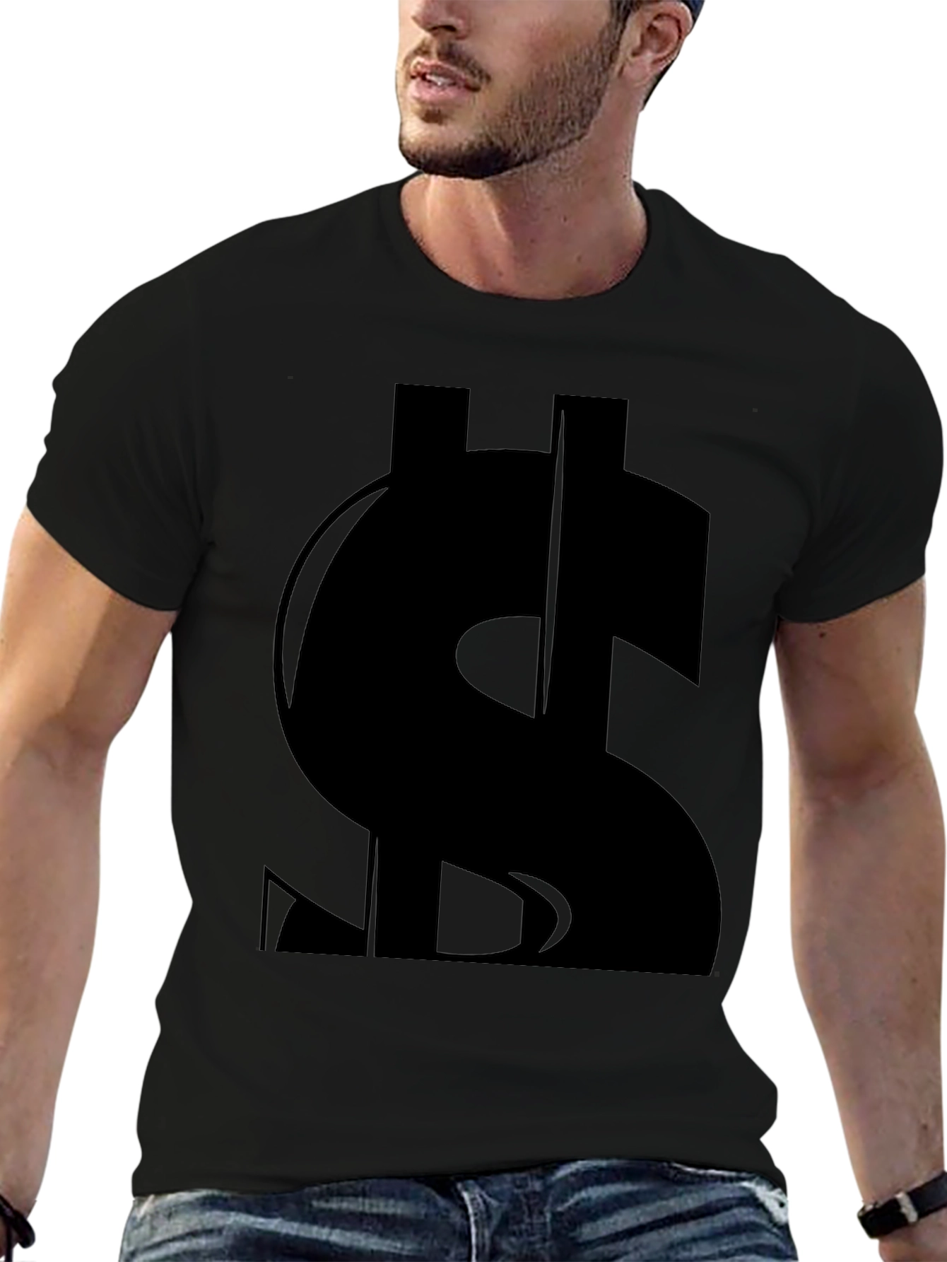 Black Black Dollar Sign Graphic T-Shirt view 6