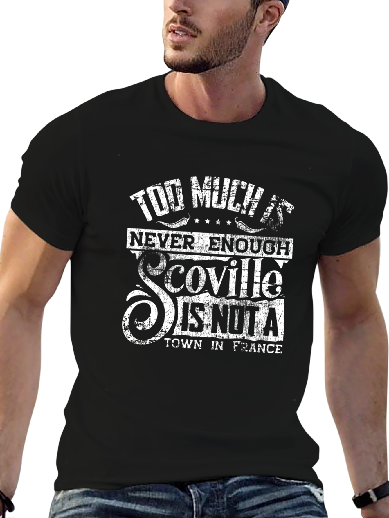 Black Too Much Scoville Never Enough Graphic Tee view 6