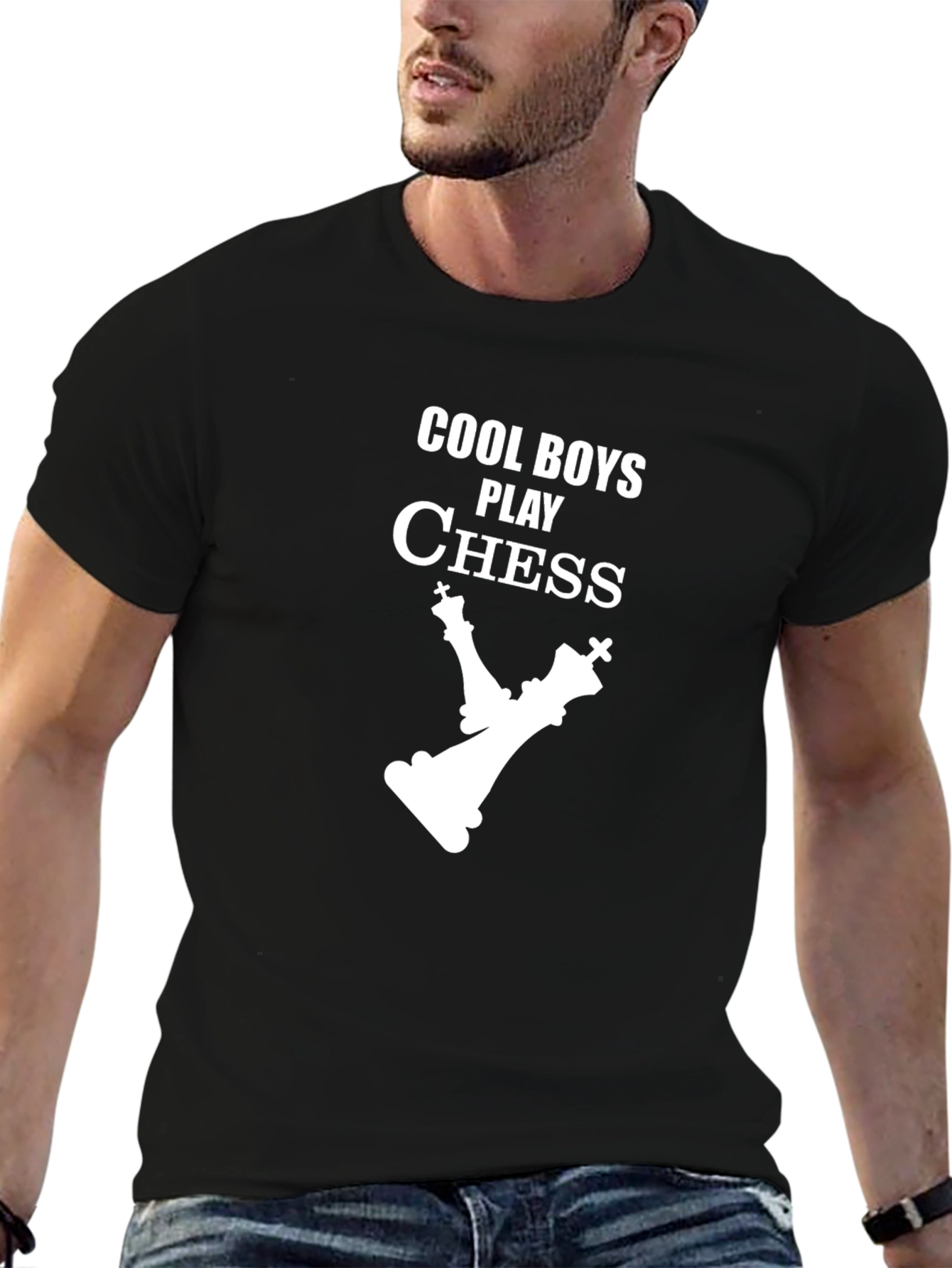 Black Cool Boys Play Chess Graphic T-Shirt view 6