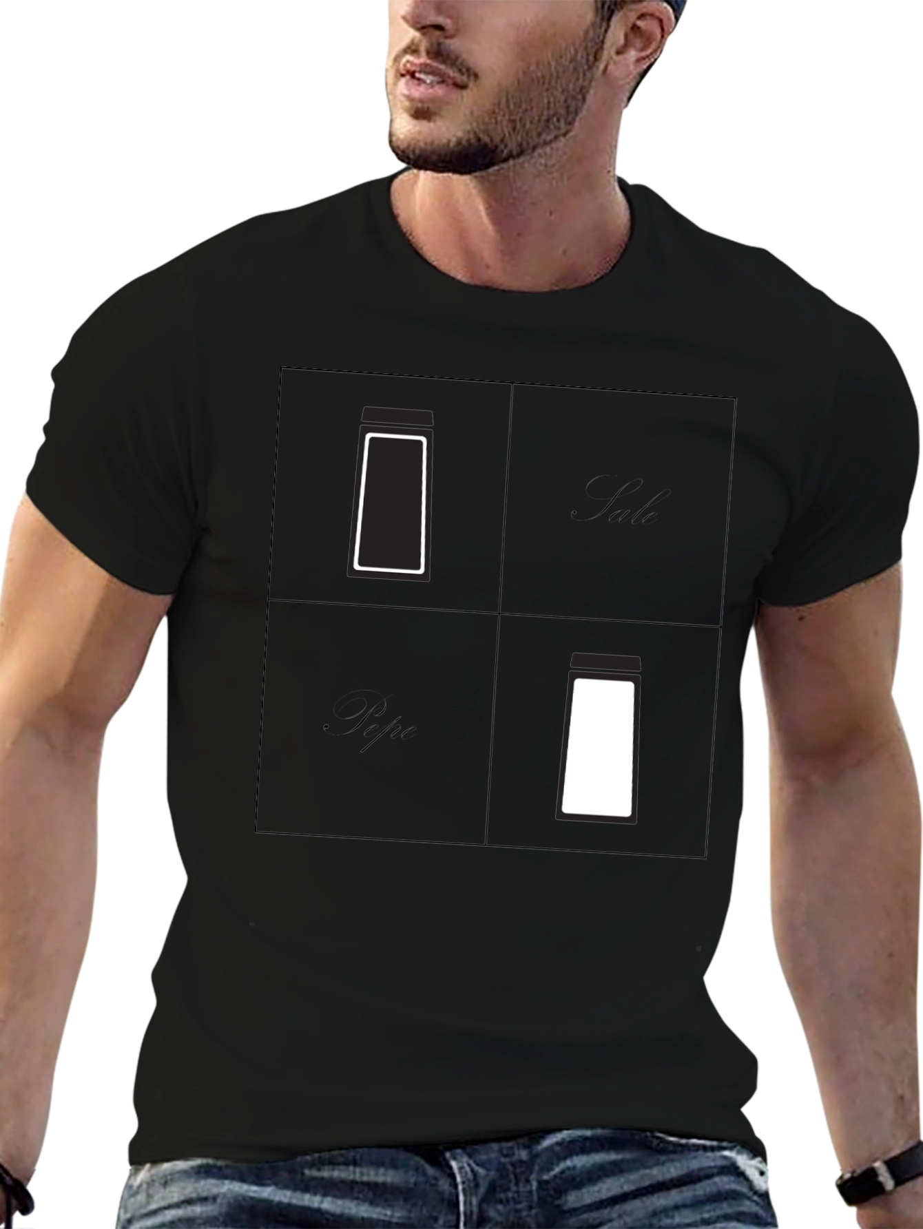 Black Salt & Pepper Graphic Tee - Minimalist Design view 6