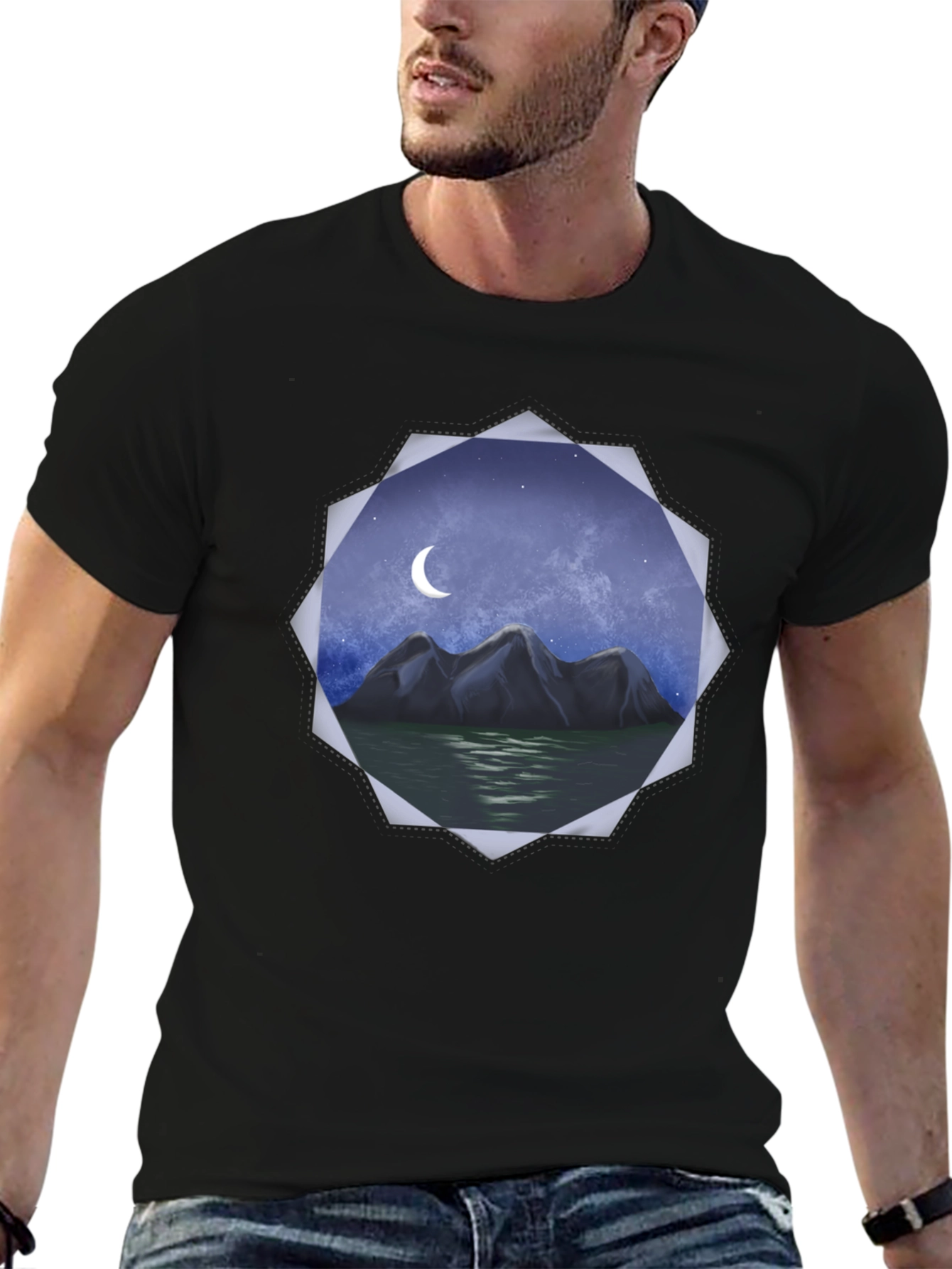 Black Mountain Moon Graphic Tee - Black view 6