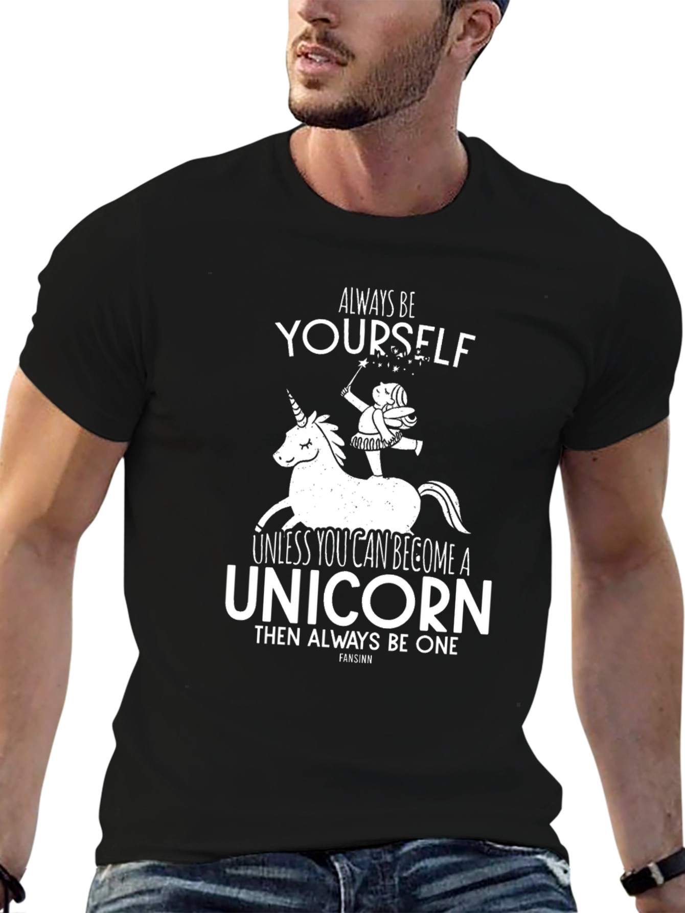 Black Always Be Yourself Unicorn Graphic T-Shirt view 6