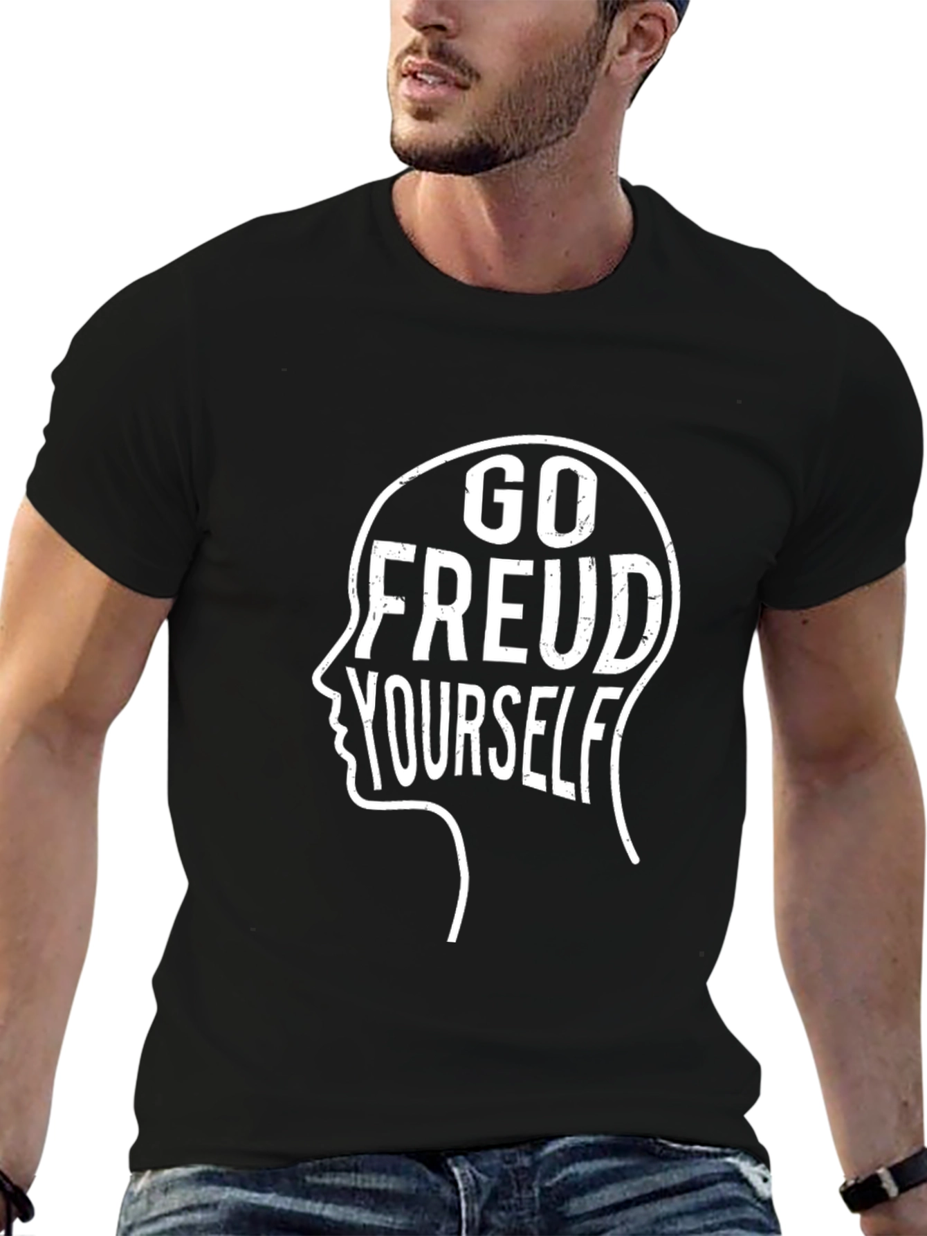 Black Go Freud Yourself T-Shirt - Psychology Humor view 6
