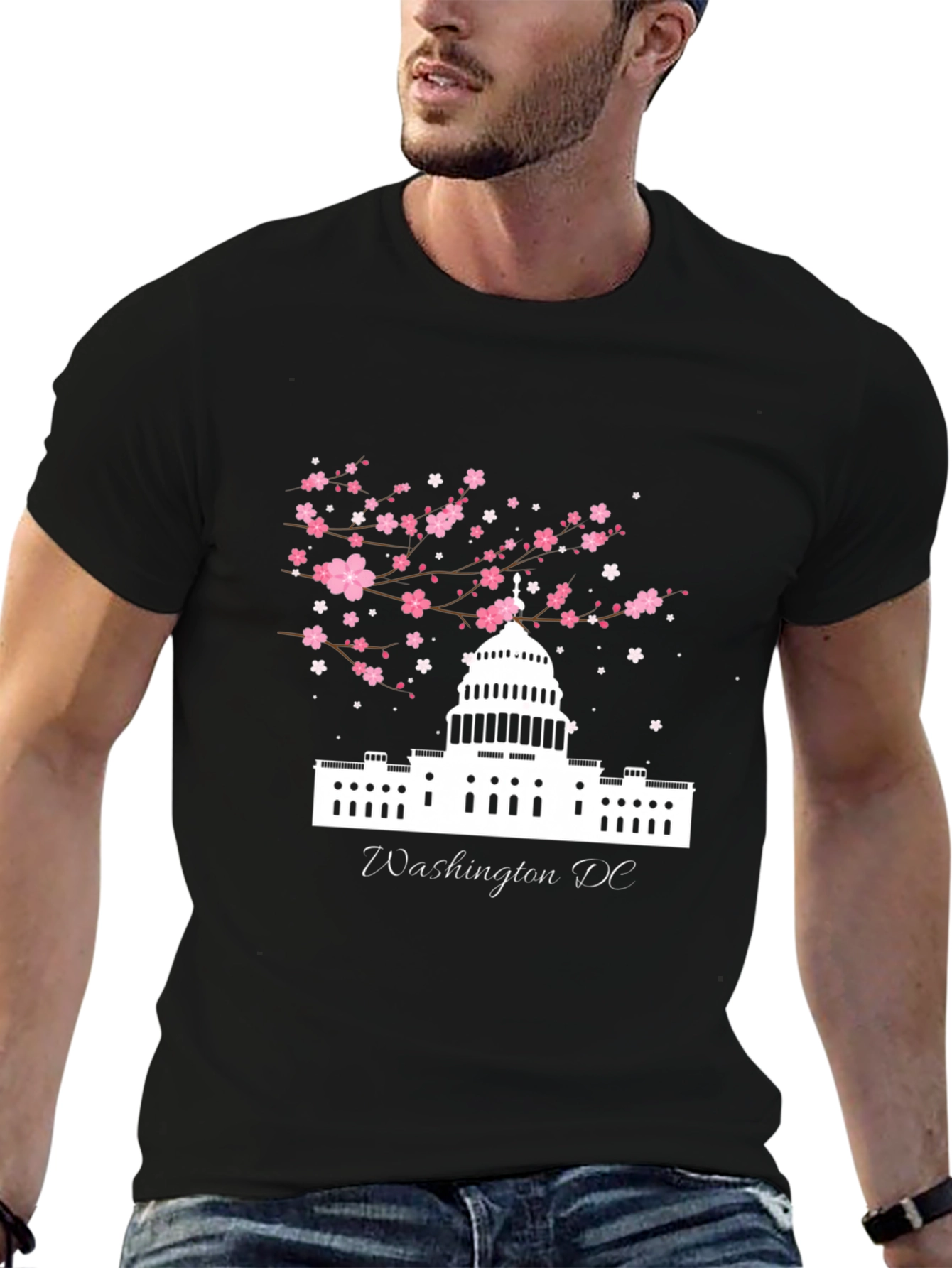 Black Washington DC Cherry Blossom T-Shirt view 6