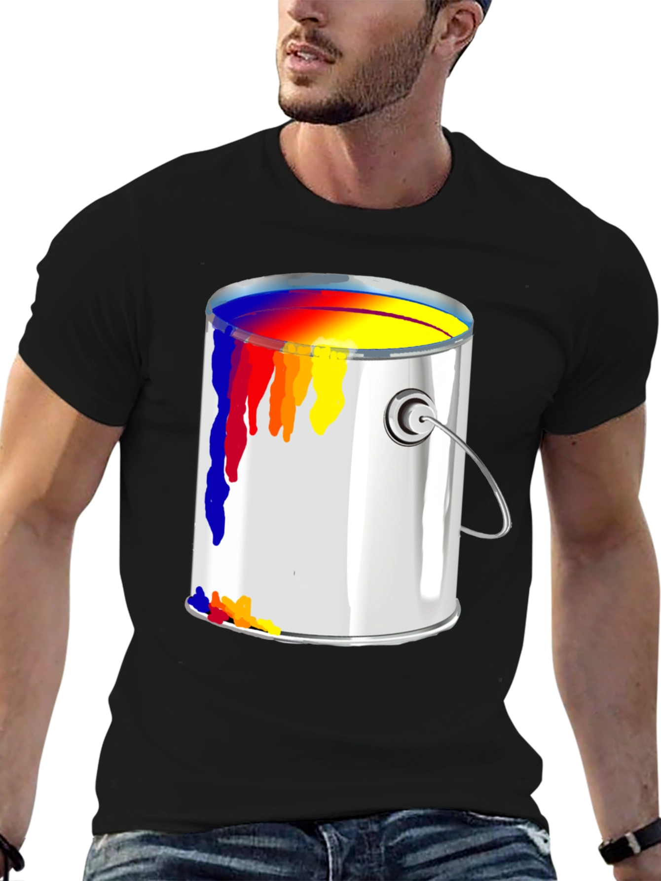 Black Paint Can T-Shirt - Artistic Design view 6