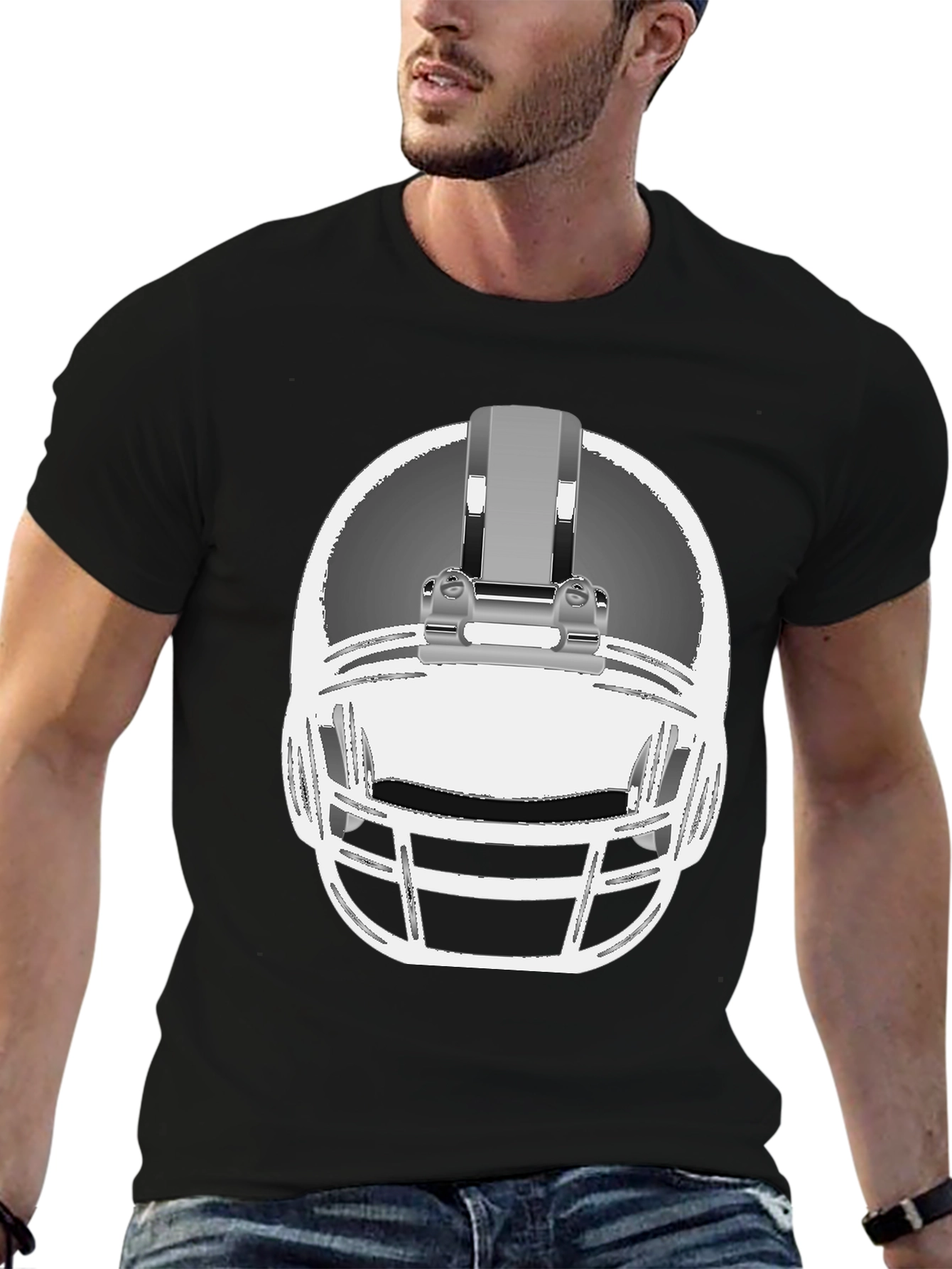 Black Football Helmet Graphic Tee - Black view 6