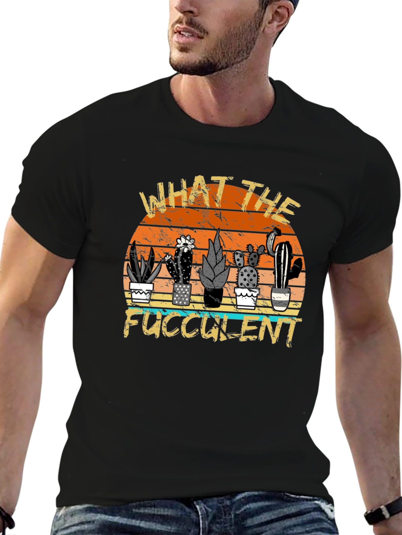 Black What the Fucculent Cactus Graphic Tee view 6