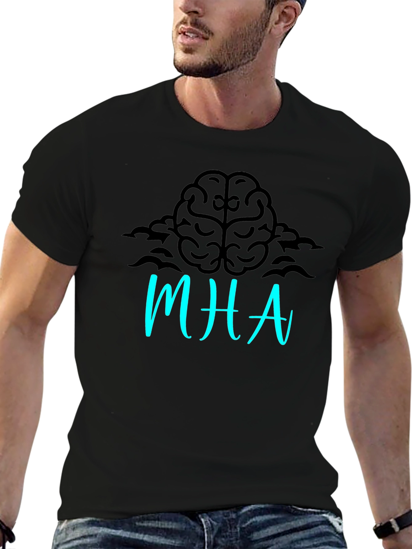 Black Brainy MHA Graphic Tee - Black Cotton Blend view 6