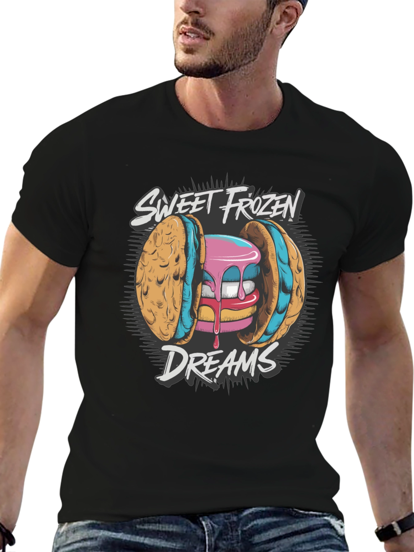 Black Sweet Frozen Dreams Graphic Tee - Soft Cotton Blend view 6