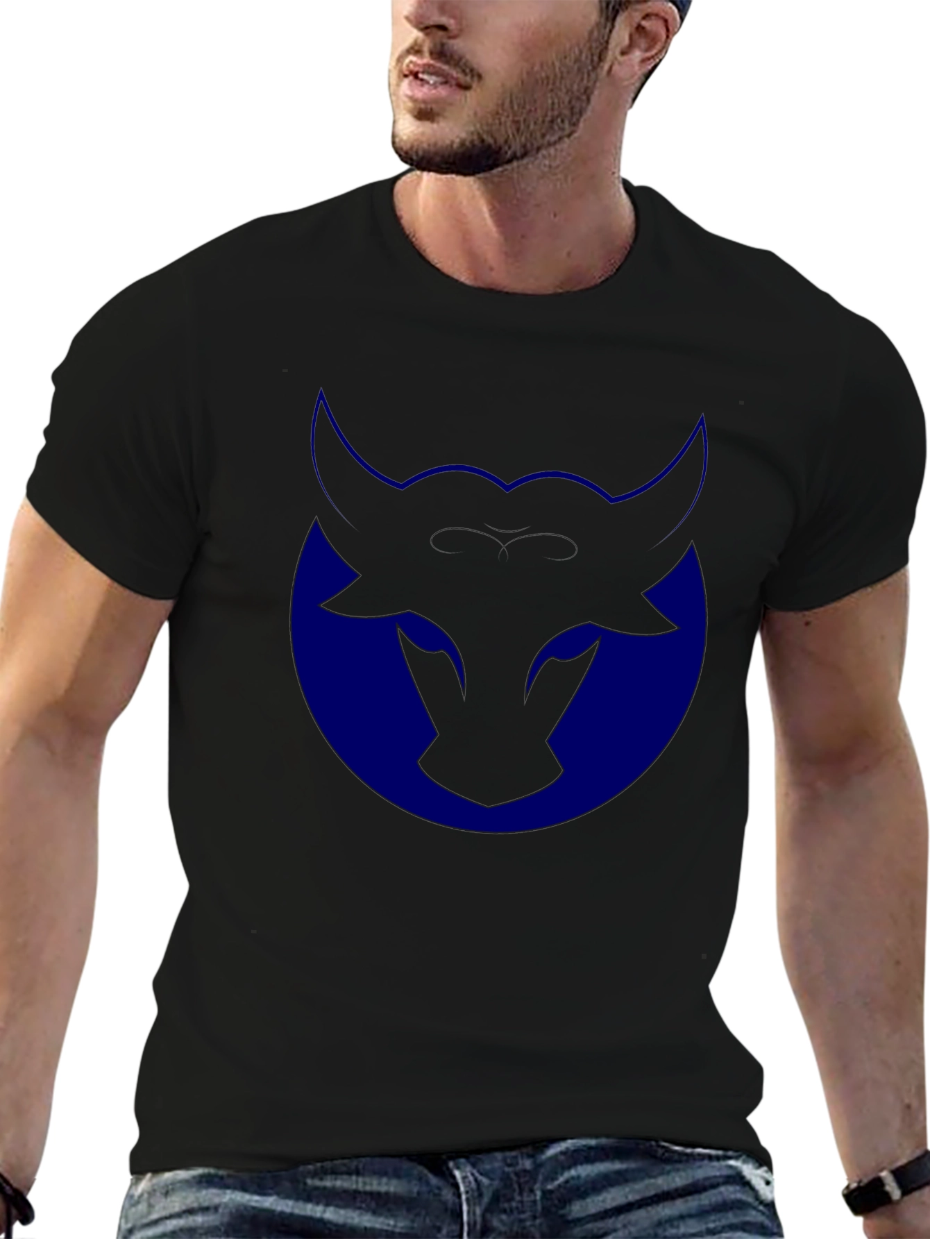 Black Bull Logo Tee - Mens Black Graphic T-Shirt view 6