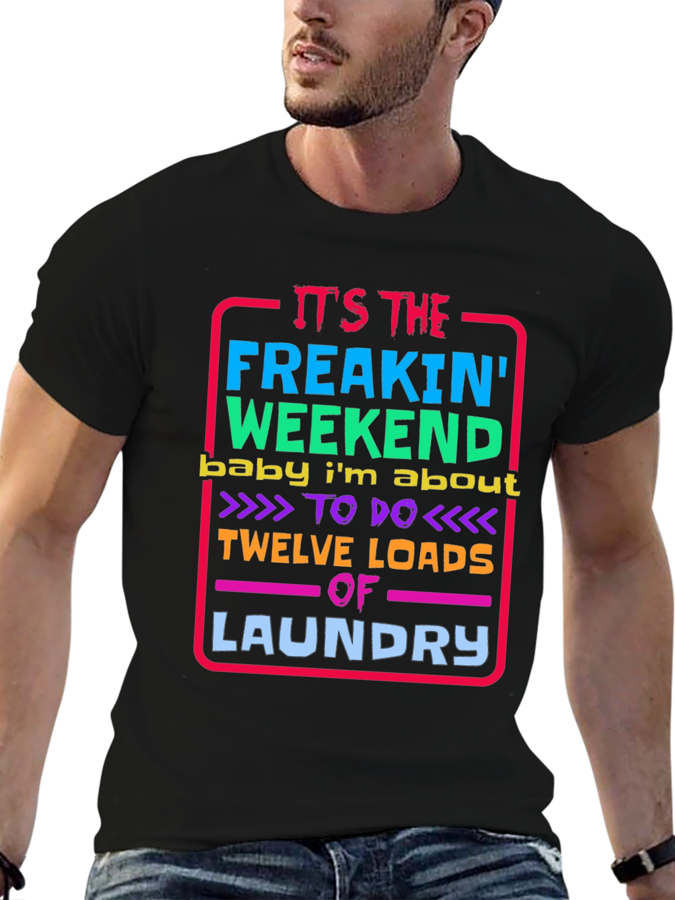 Black Funny Laundry Weekend T-Shirt view 6