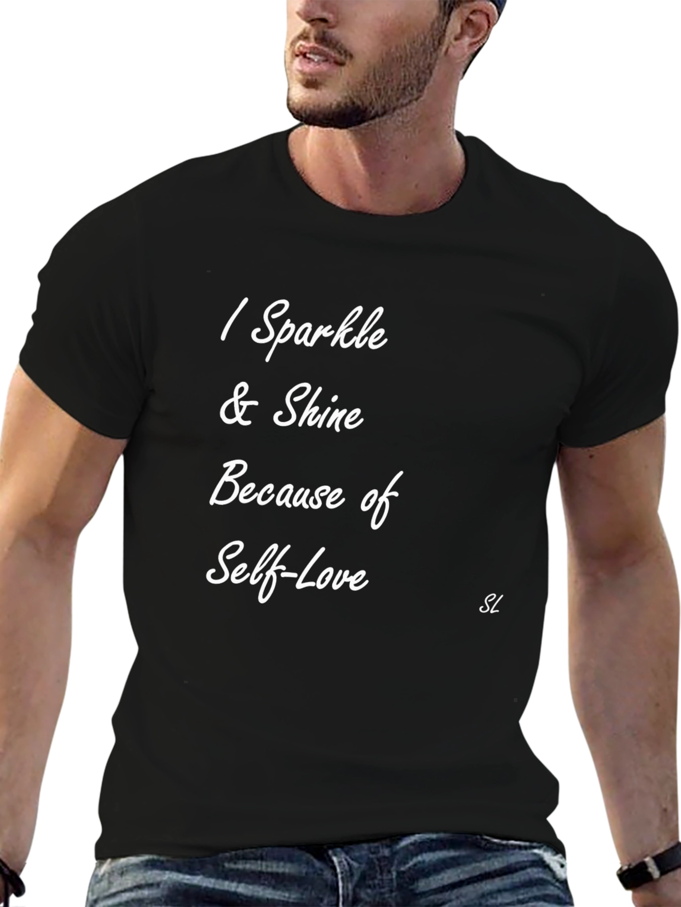 Black Sparkle & Shine Self-Love Graphic T-Shirt view 6