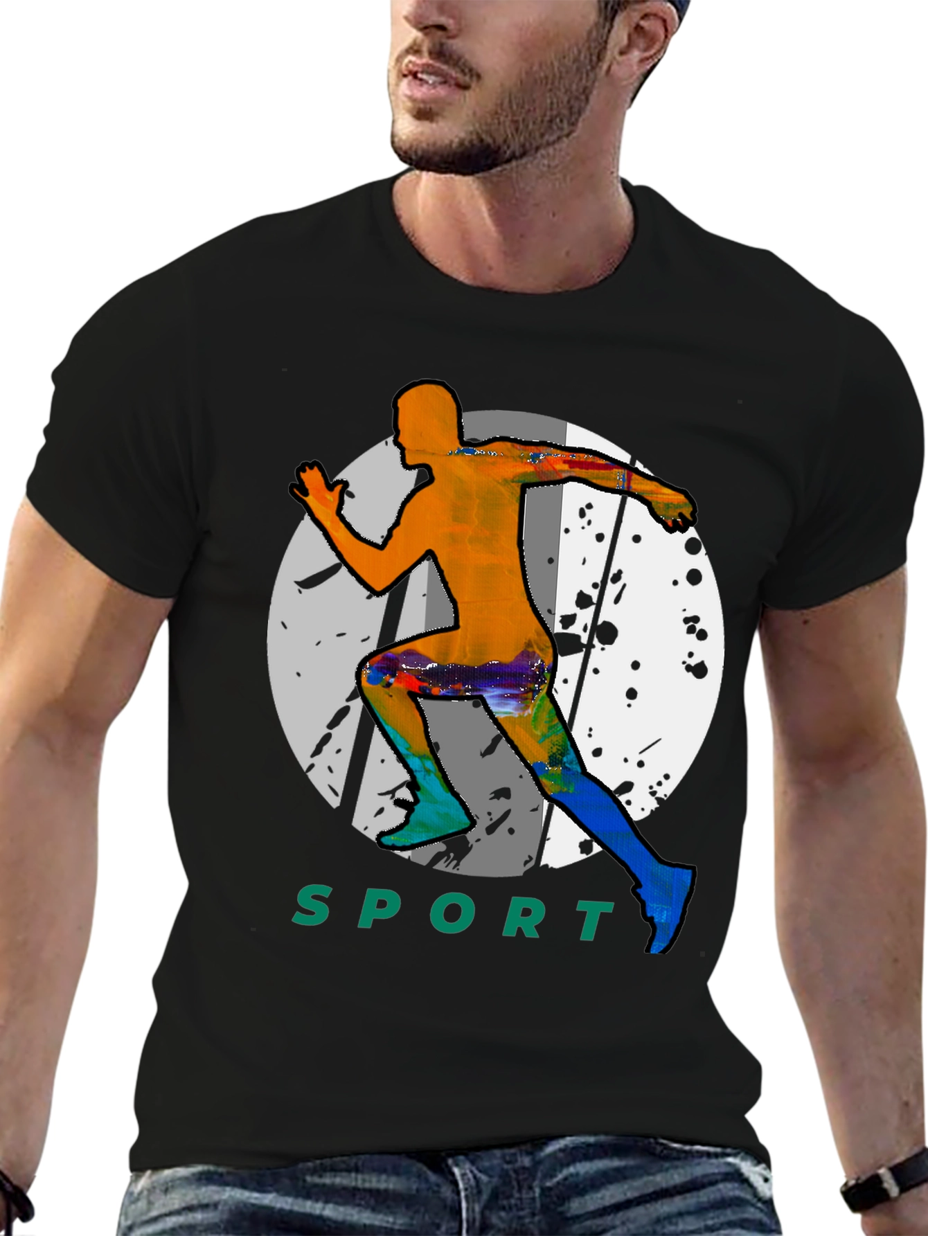 Men's Sport Graphic Black T-Shirt - 6