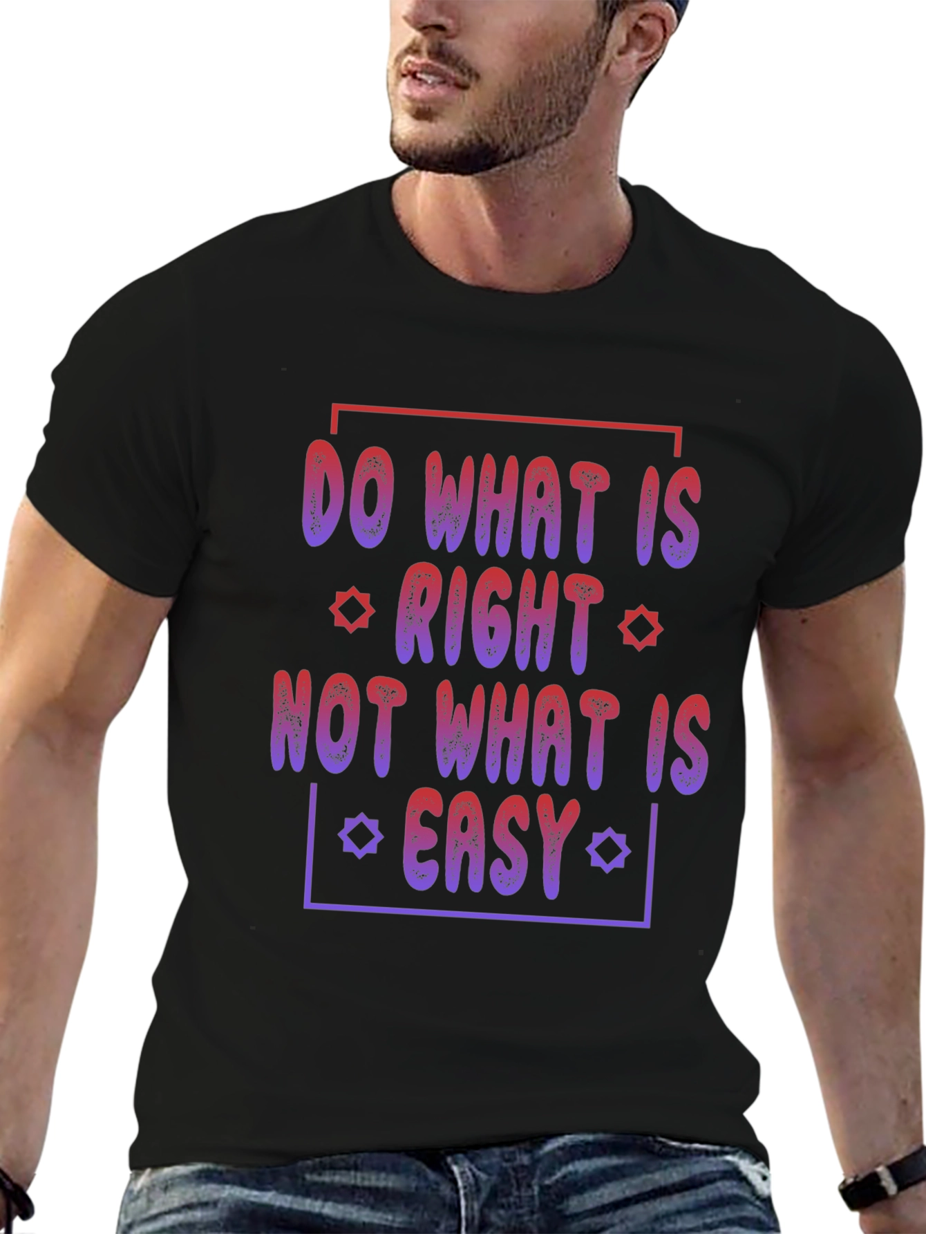 Black Motivational T-Shirt: Do What Is Right Graphic Tee view 6