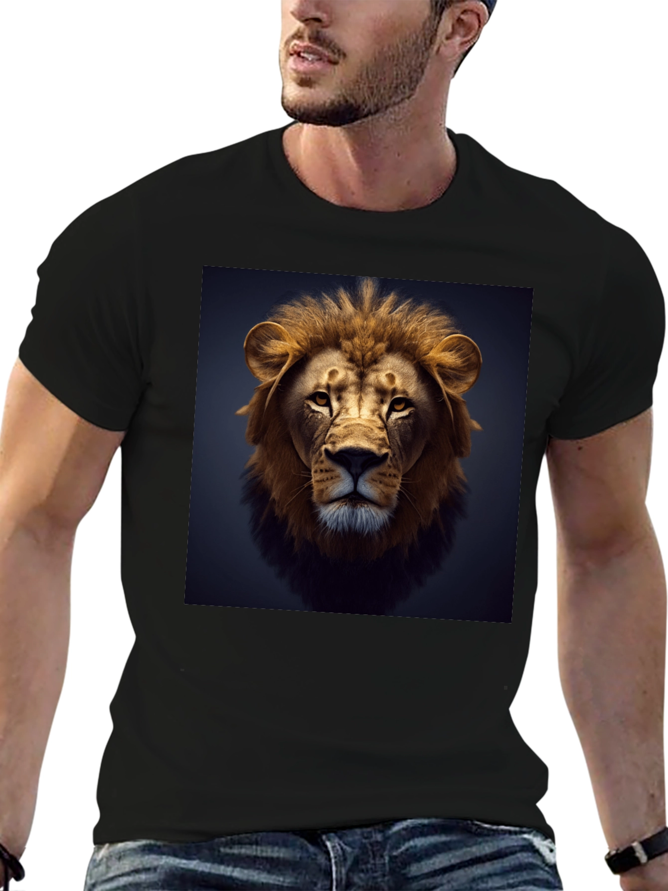 Black Lion Graphic Black T-Shirt view 6