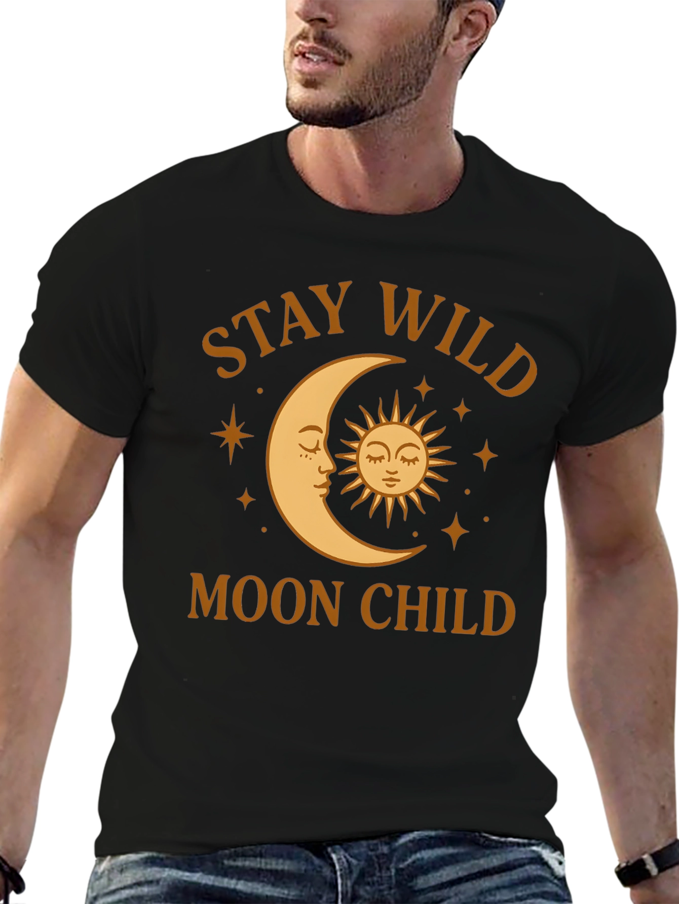 Black Stay Wild Moon Child Graphic T-Shirt view 6
