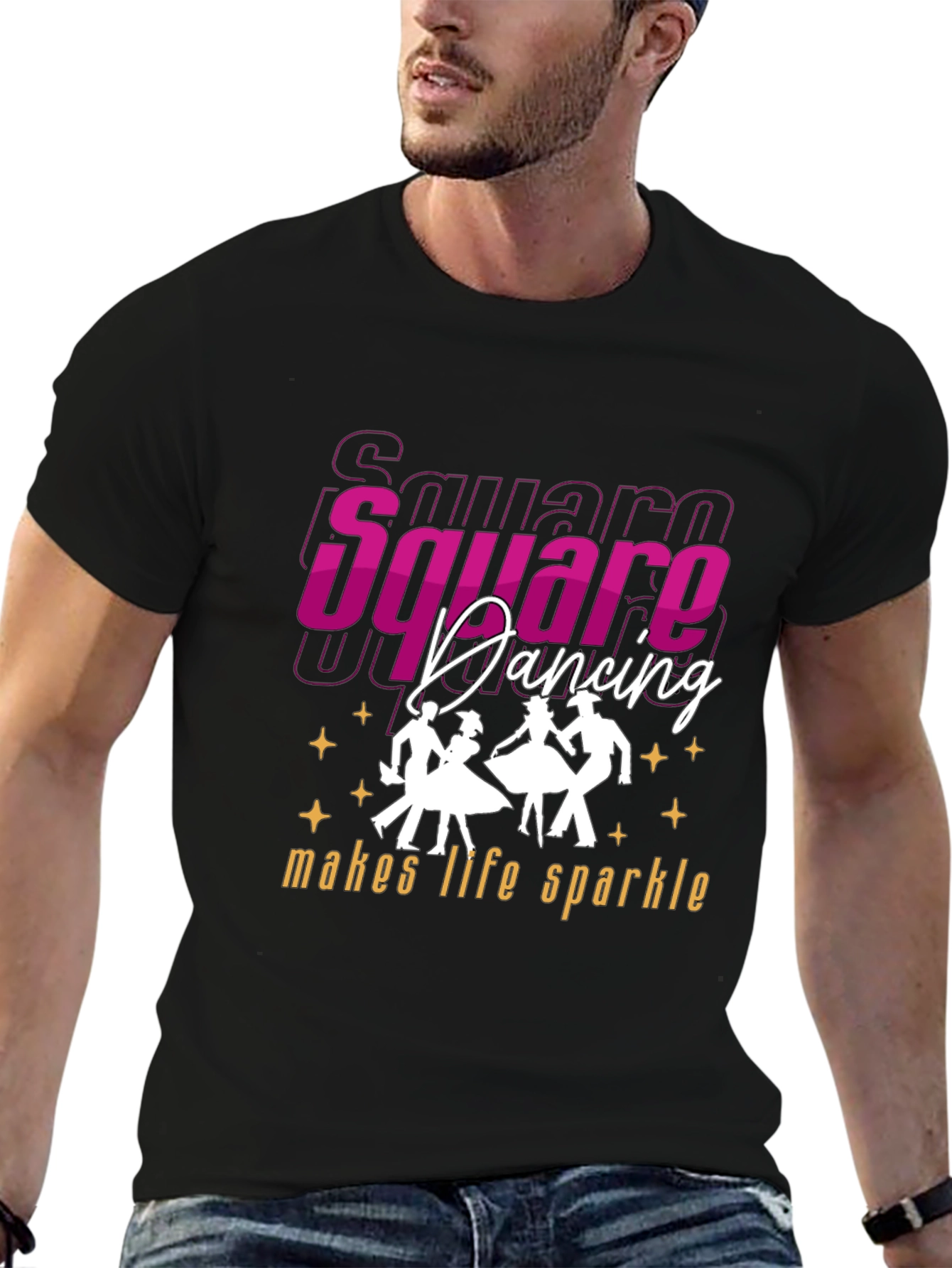 Black Square Dancing Makes Life Sparkle T-Shirt view 6