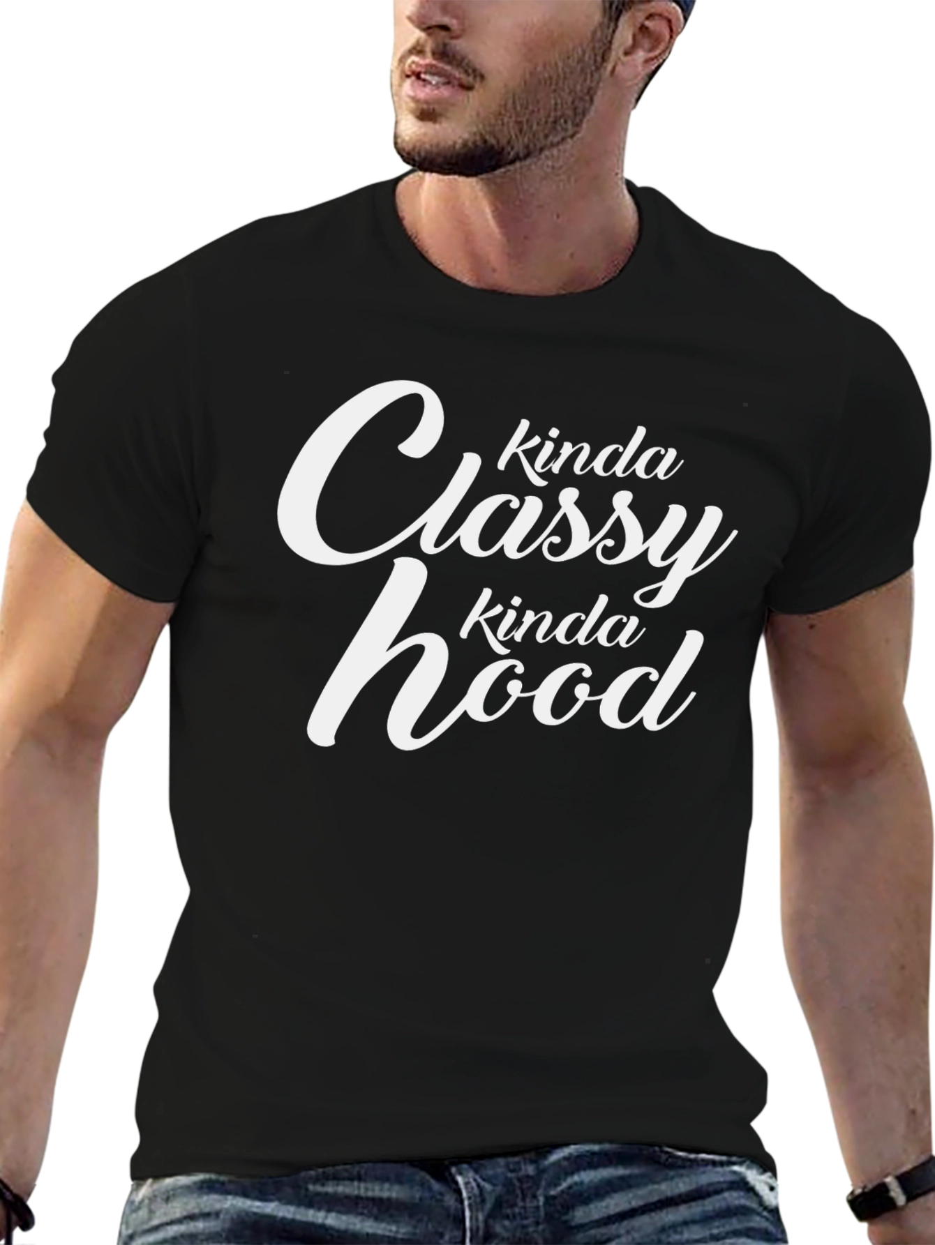 Black Kinda Classy Kinda Hood Graphic Tee view 6