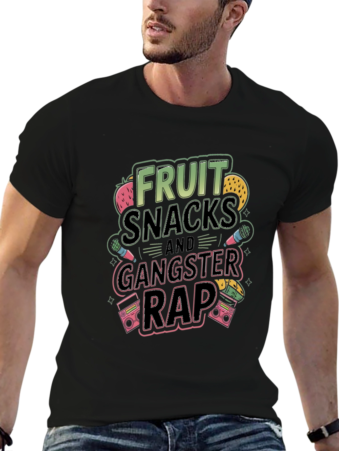 Black Fruit Snacks and Gangster Rap T-Shirt view 6