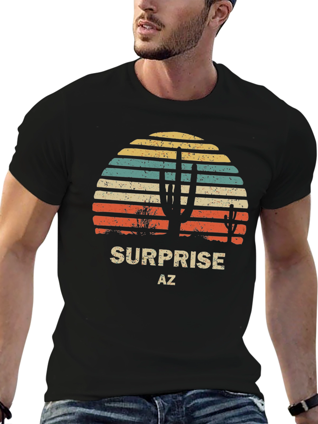Black Surprise AZ Retro Sunset T-Shirt view 6
