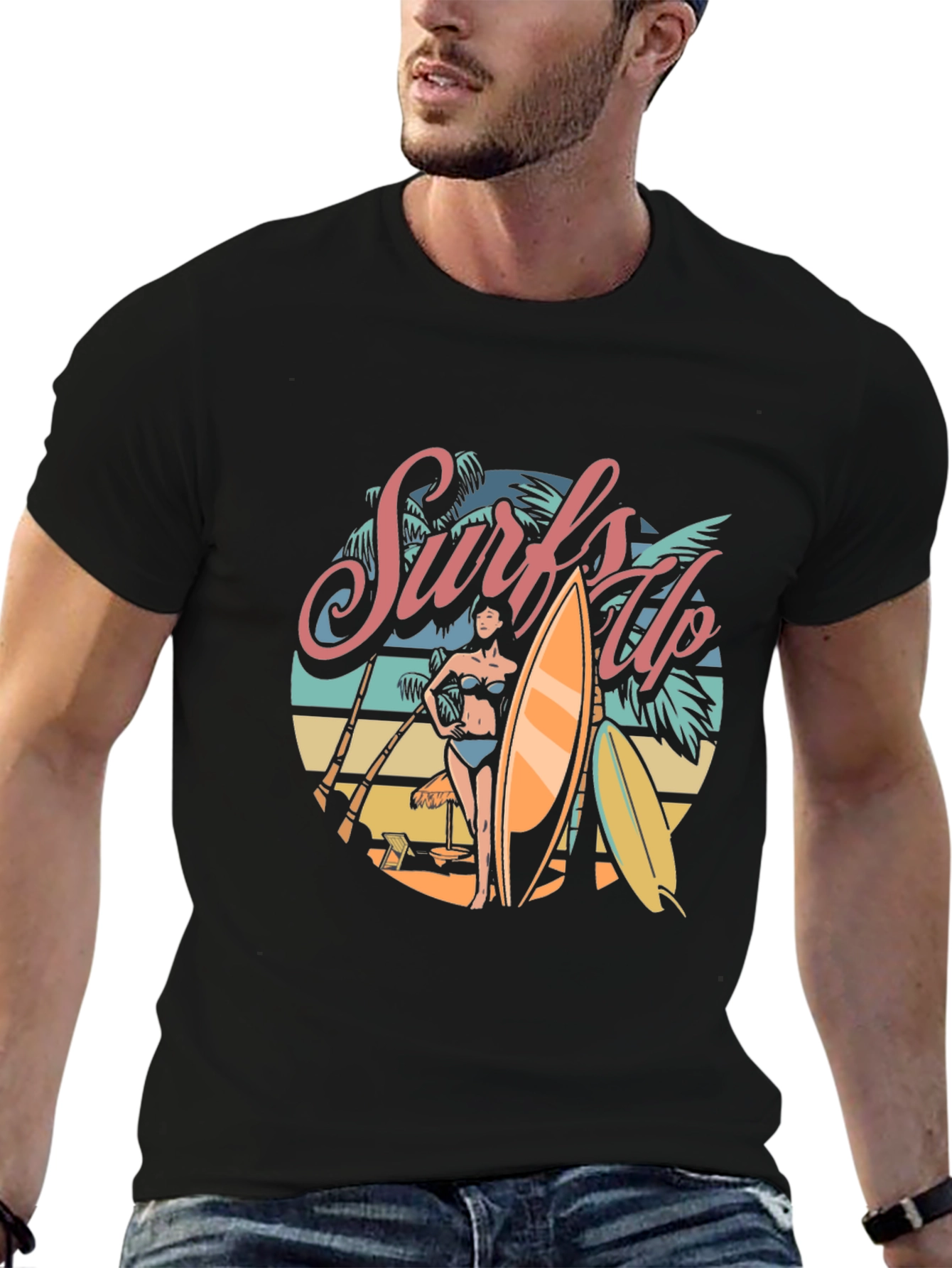 Black Surfs Up Graphic T-Shirt - Beach Vibes view 6
