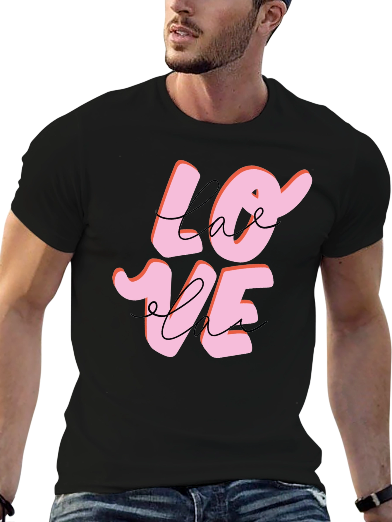 Black Love Graphic Black T-Shirt view 6