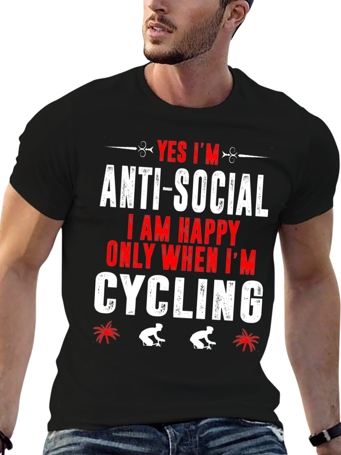 Black Anti-Social Cyclist Graphic T-Shirt view 6