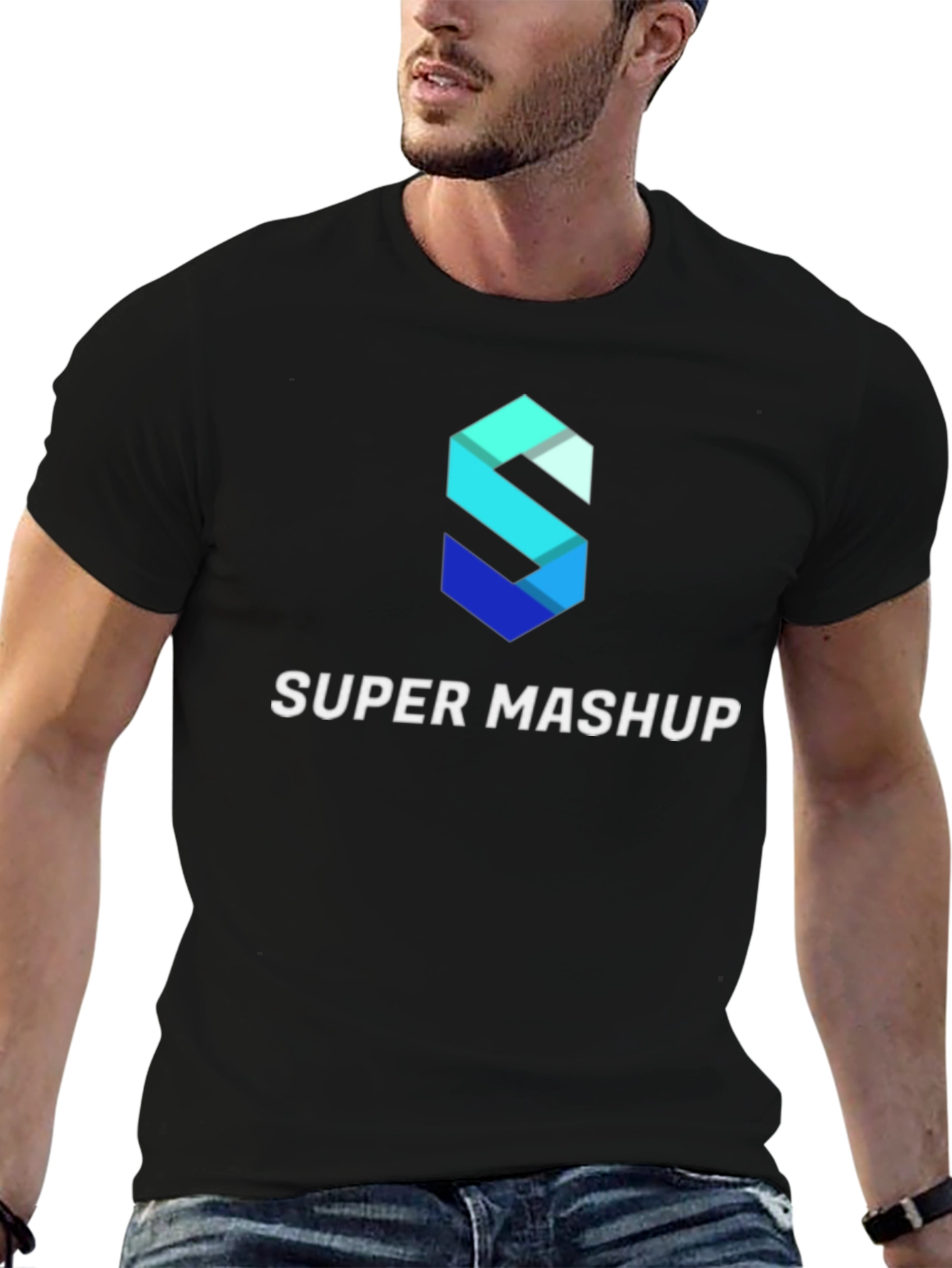 Black Super Mashup Black Graphic Tee view 6