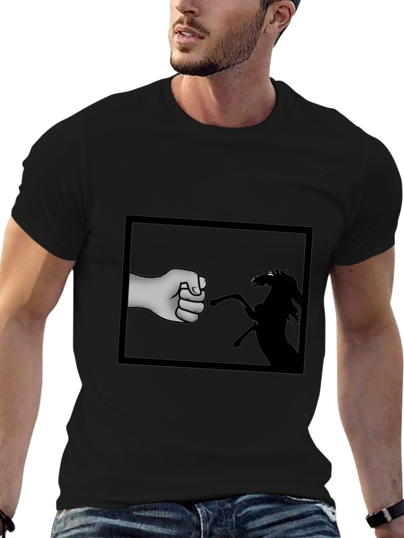 Black Fist Bump Horse Graphic T-Shirt - Black view 6