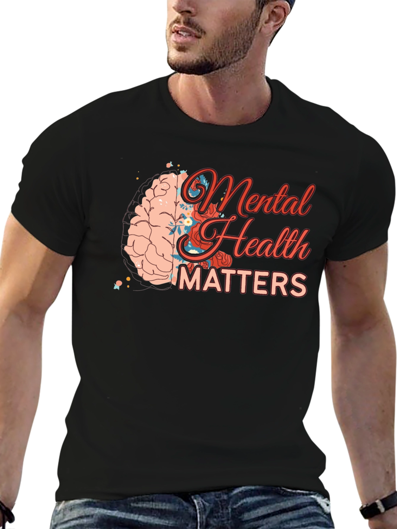 Black Mental Health Matters Graphic Tee - Black view 6