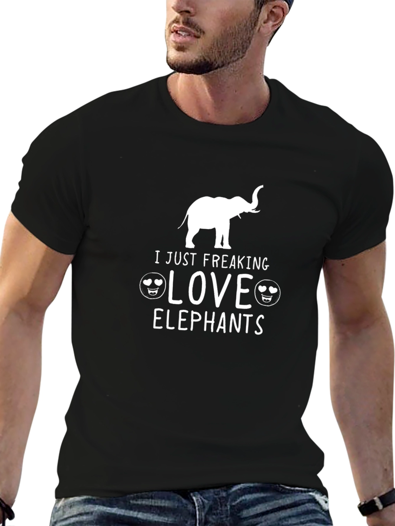 Black I Just Freaking Love Elephants Graphic Tee view 6