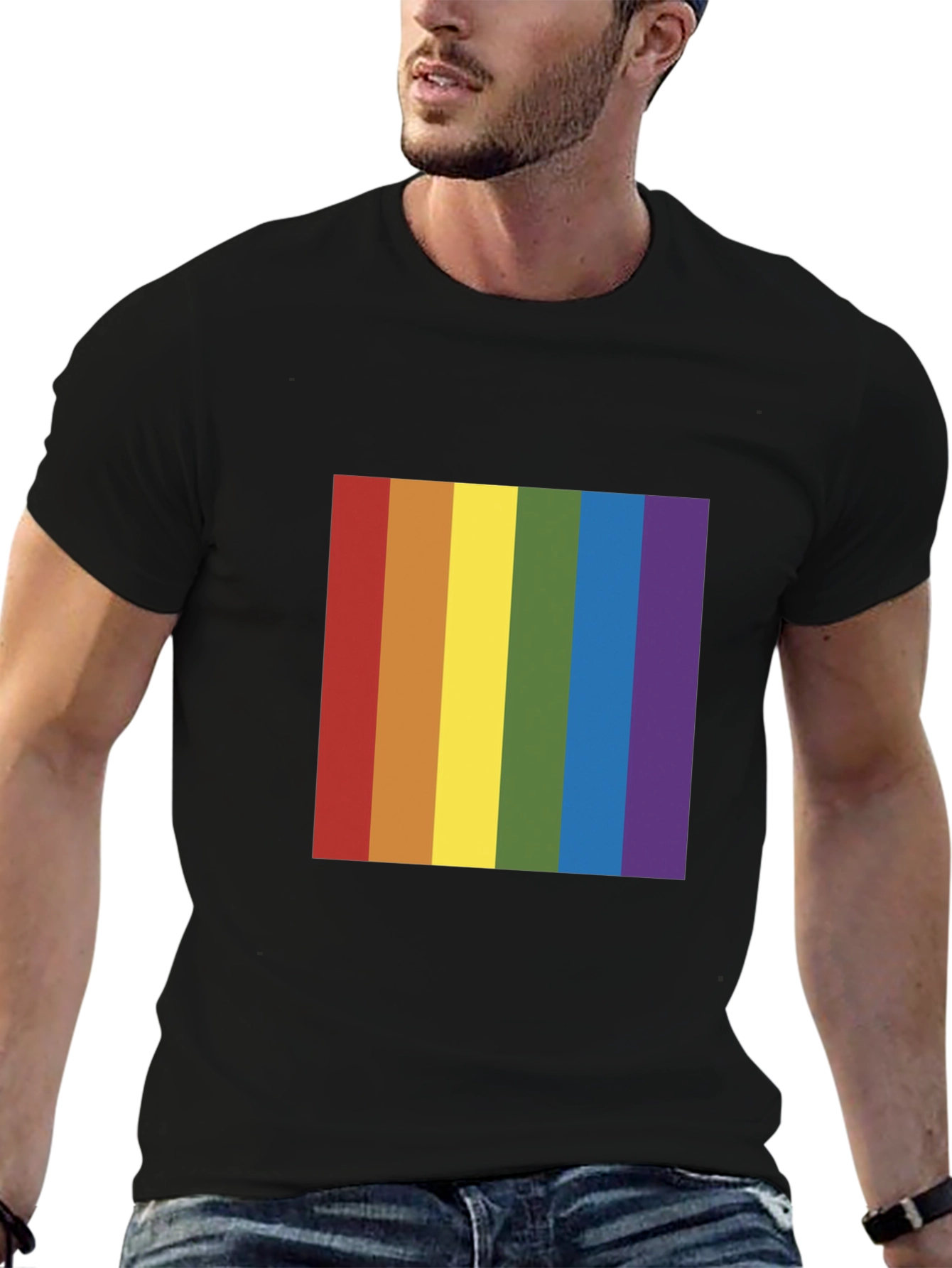 Black Rainbow Pride T-Shirt - Black Crew Neck Tee view 6