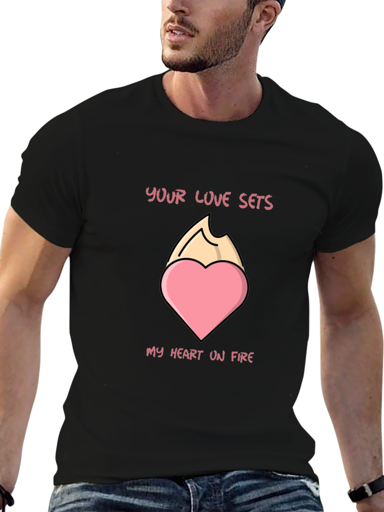 Black Heart On Fire Graphic Tee - Unique Valentine's Day Gift! view 6