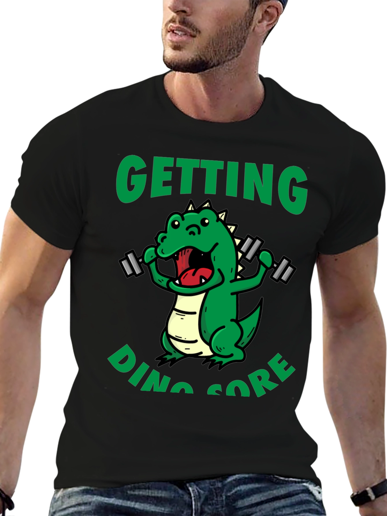 Black Getting Dino Sore T-Shirt - Black view 6