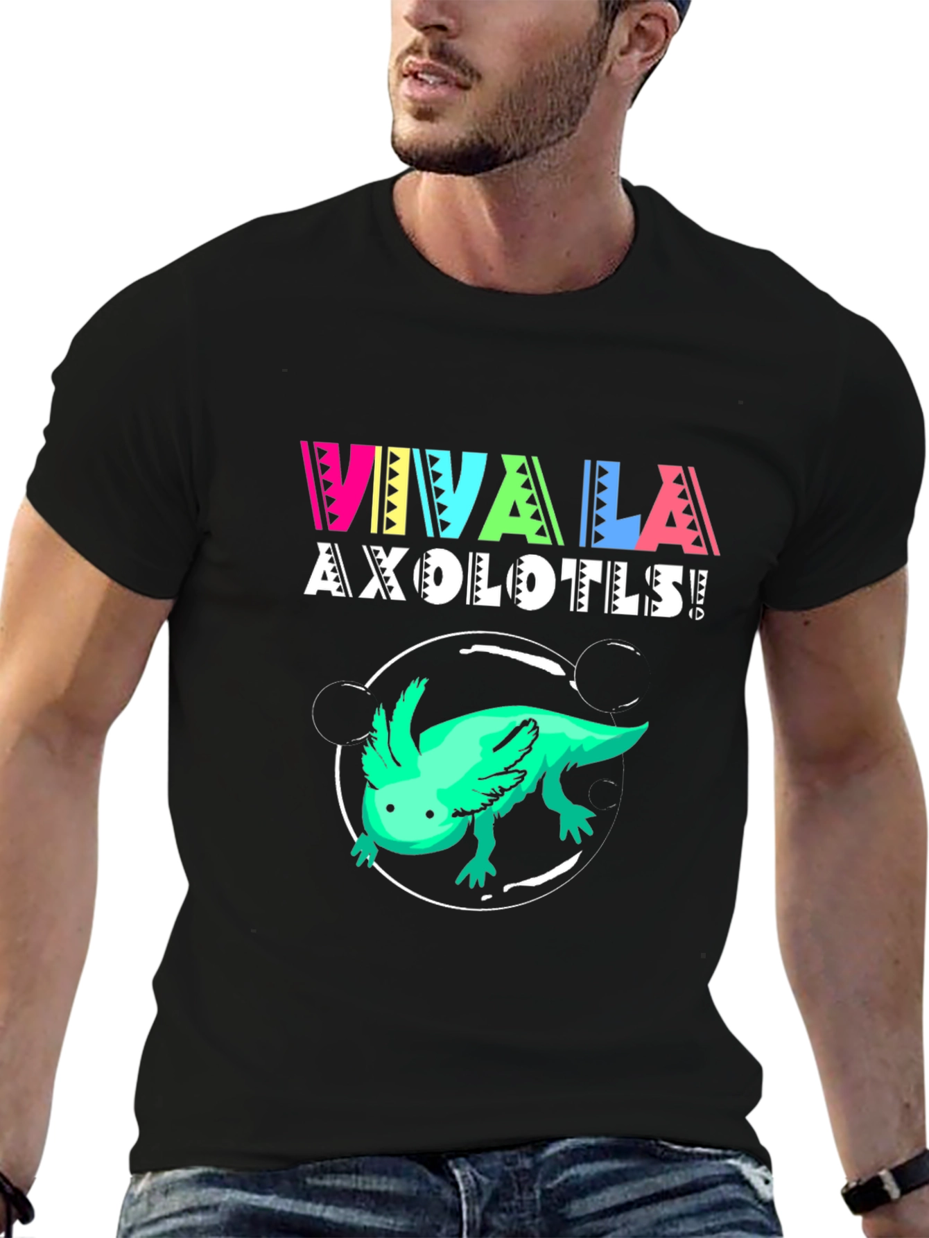 Black Viva La Axolotls! Black Graphic Print T-Shirt view 6