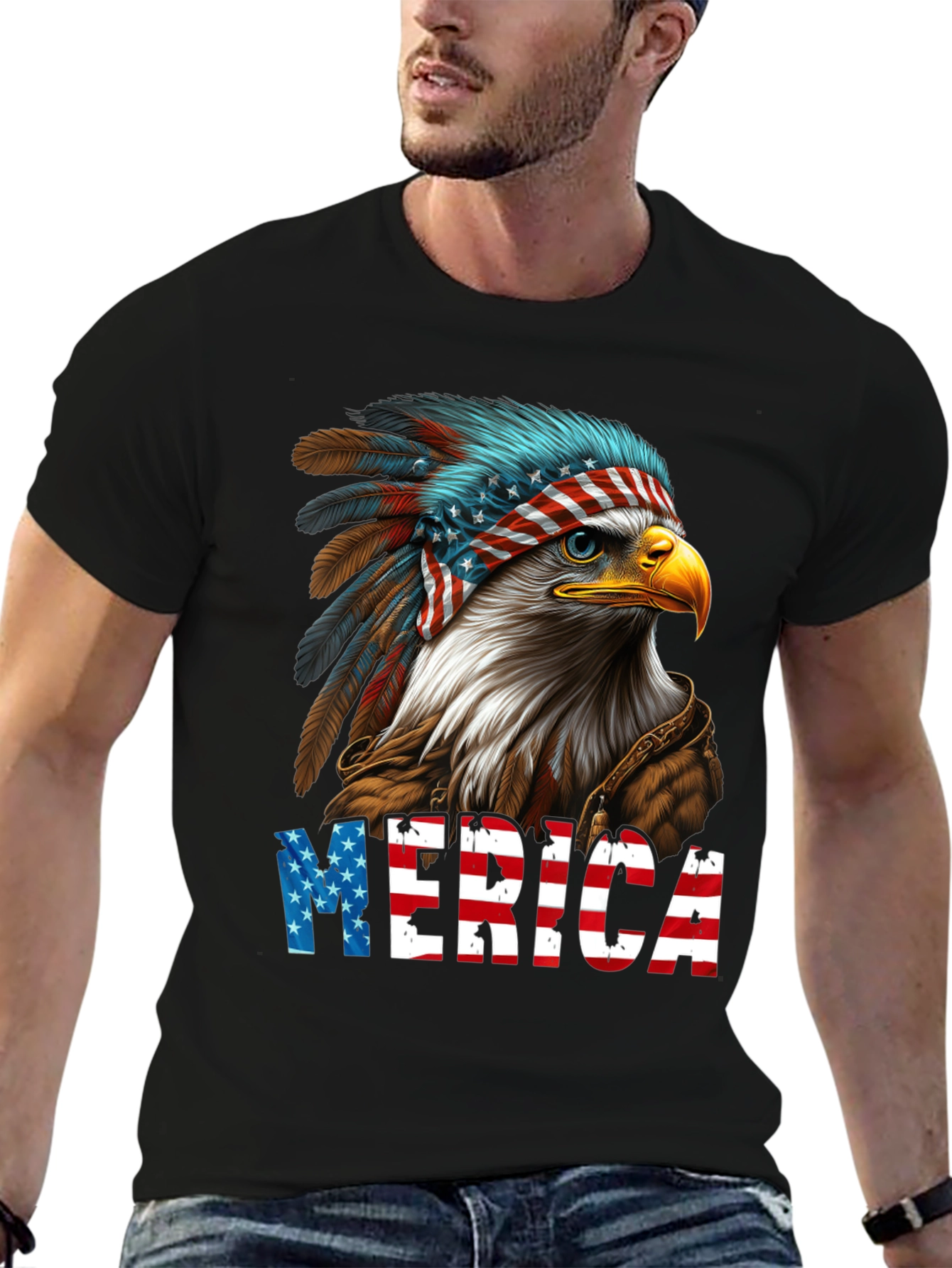 Patriotic Eagle 'Merica' Graphic T-Shirt - 6