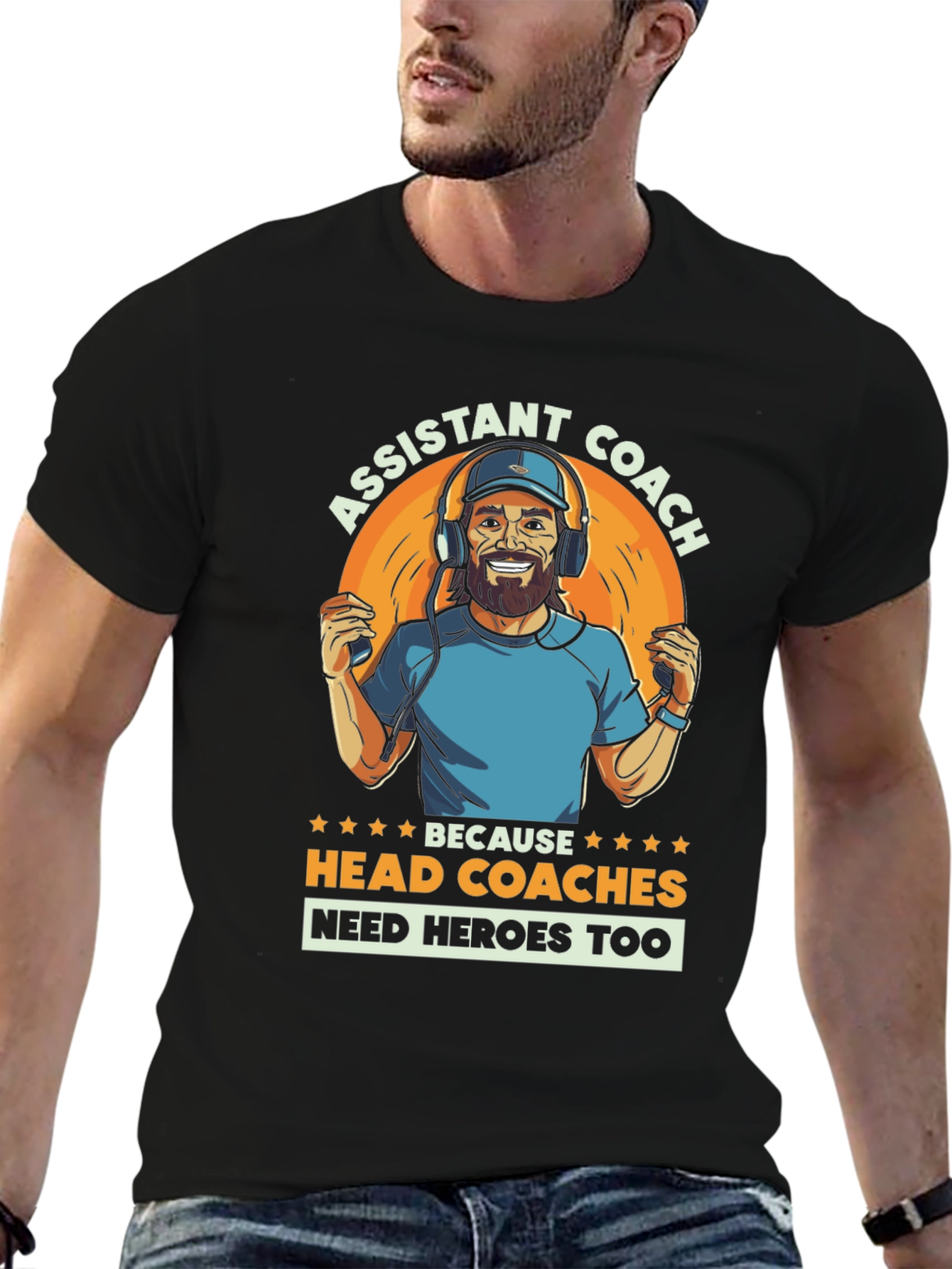 Black Assistant Coach T-Shirt - Head Coaches Need Heroes Too! view 6