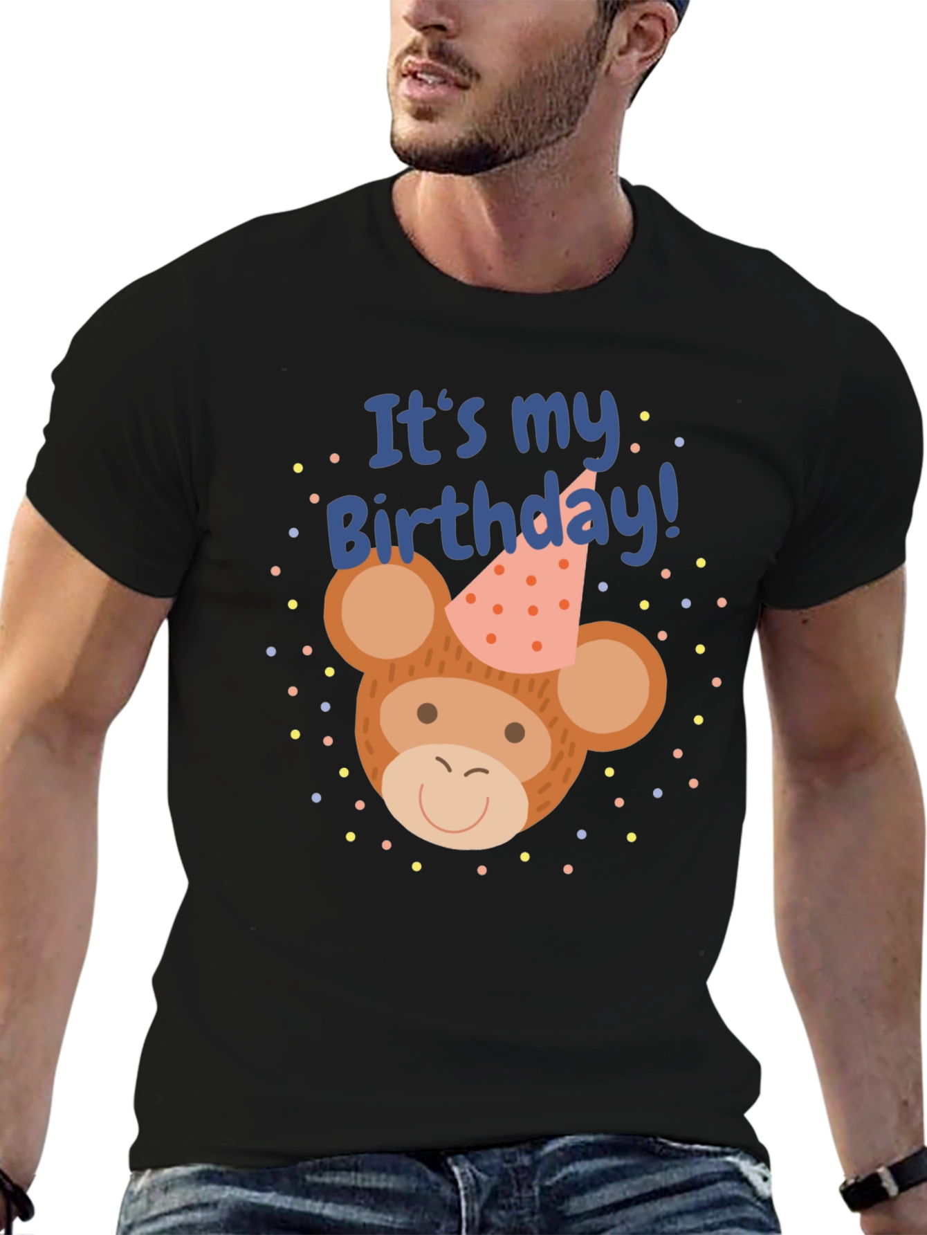 Black It's My Birthday Monkey T-Shirt view 6