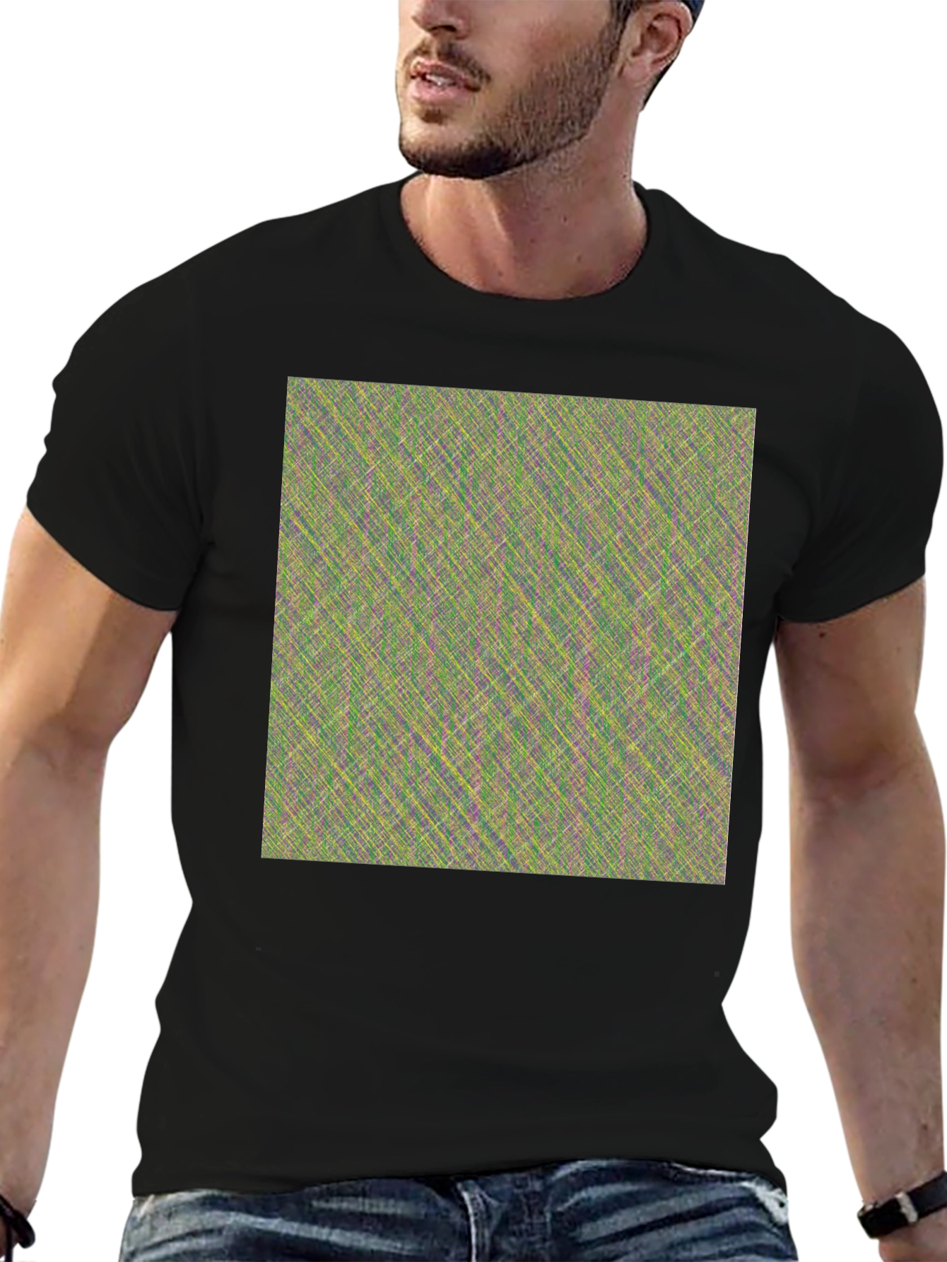 Black Abstract Pattern Crew Neck T-Shirt view 6