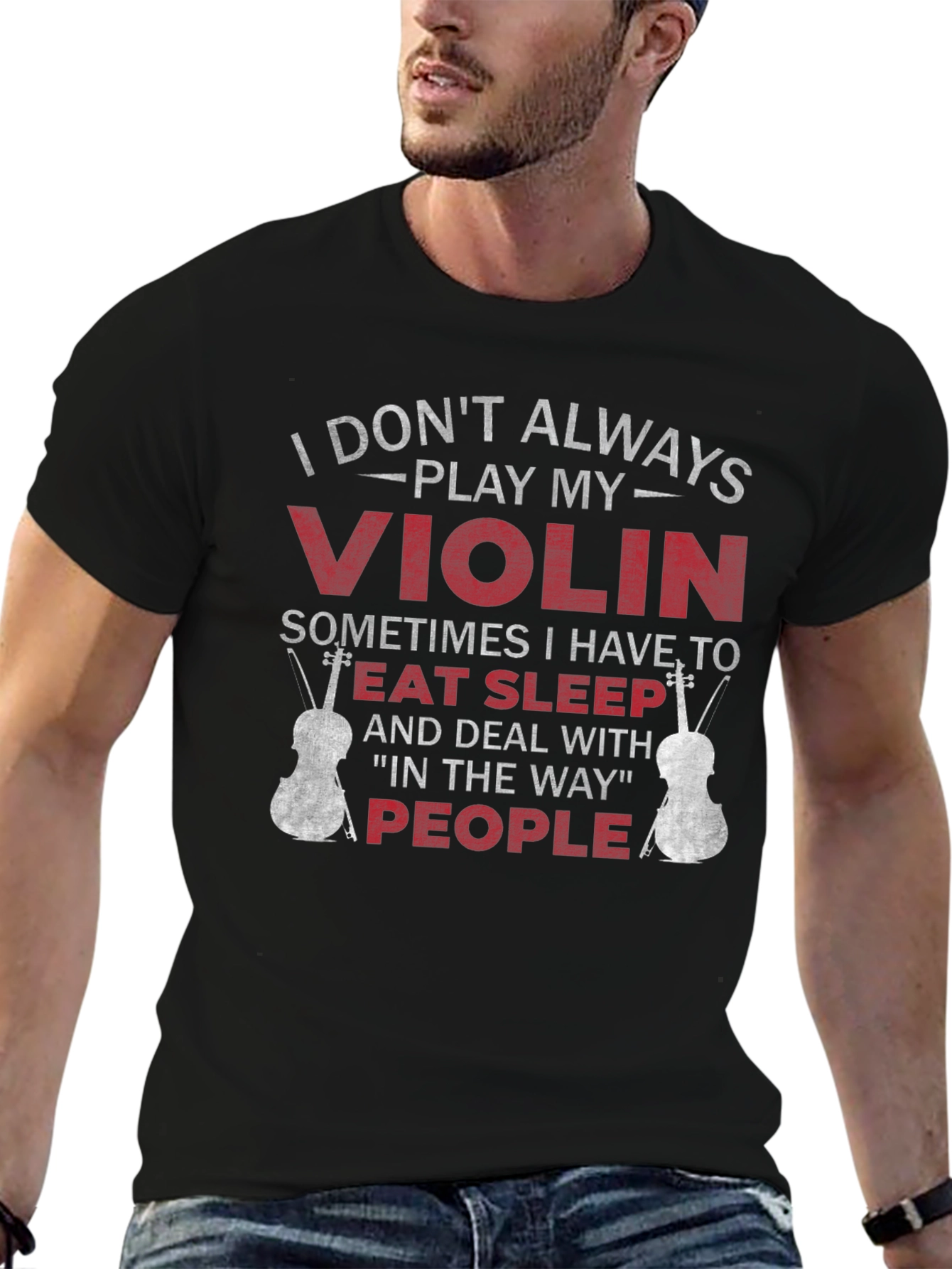 Black Violin Player T-Shirt - Eat Sleep People Funny Tee view 6