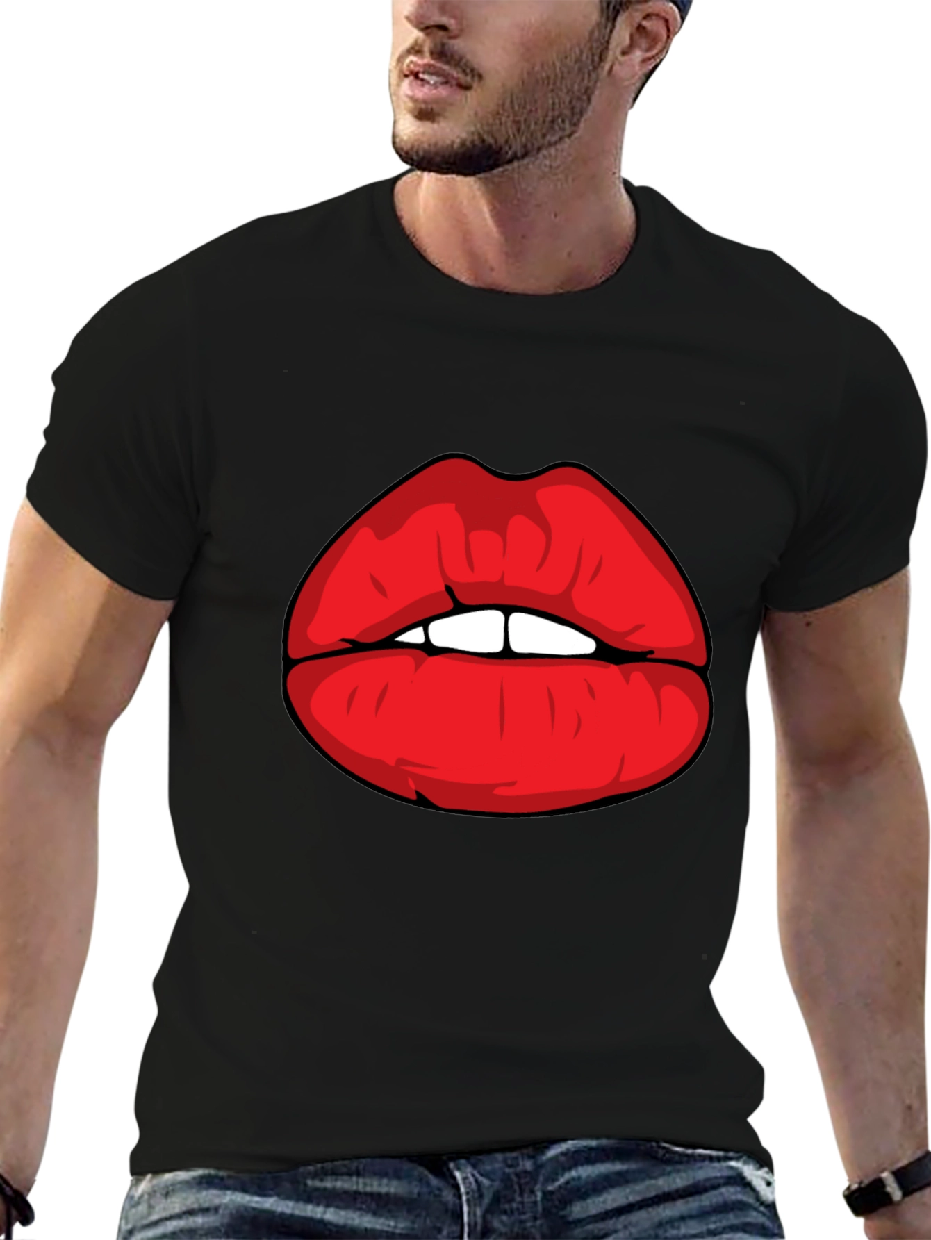 Black Bold Lips Graphic Tee - Statement Style! view 6