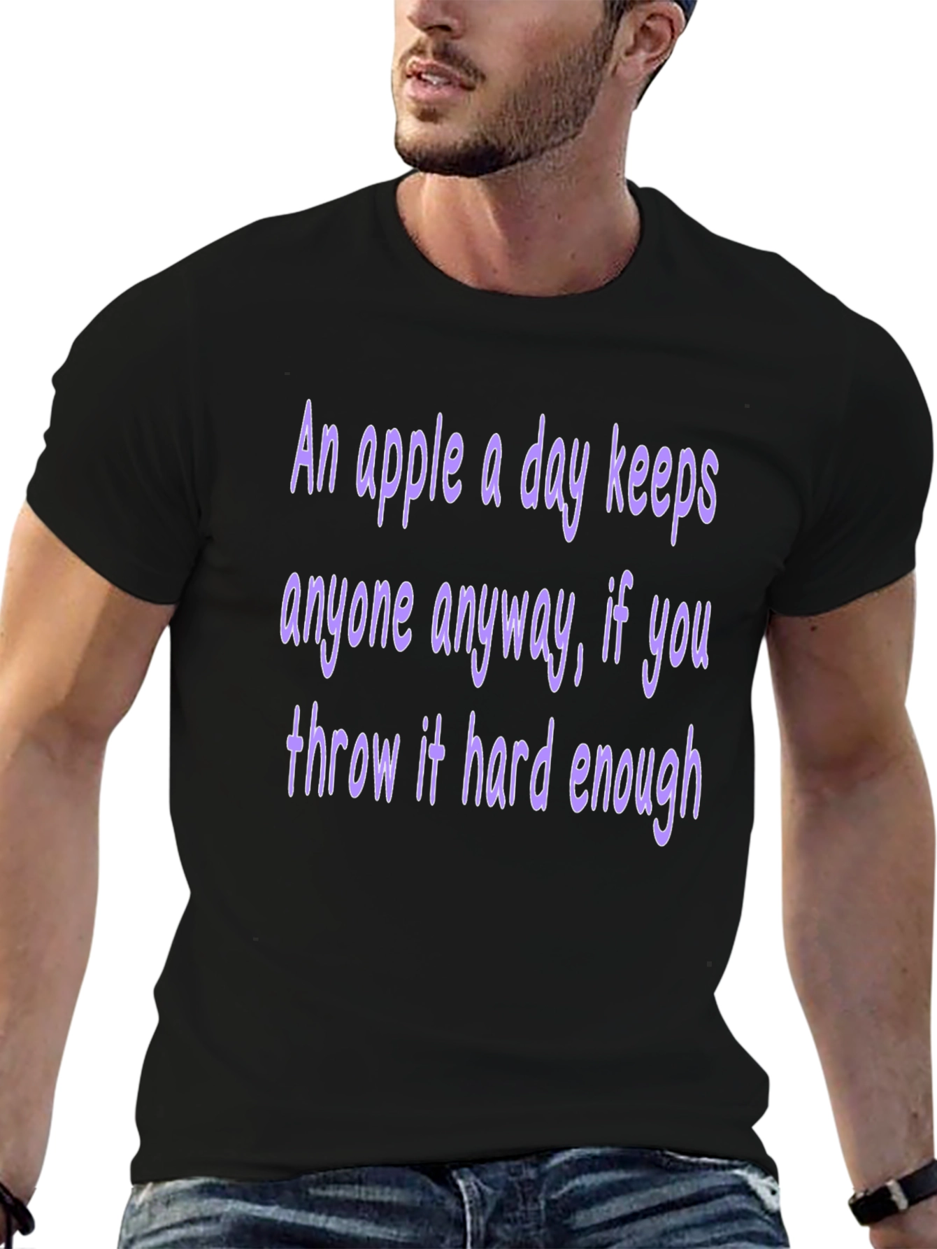 Black Humorous Apple T-Shirt: Keeps Anyone Away! view 6