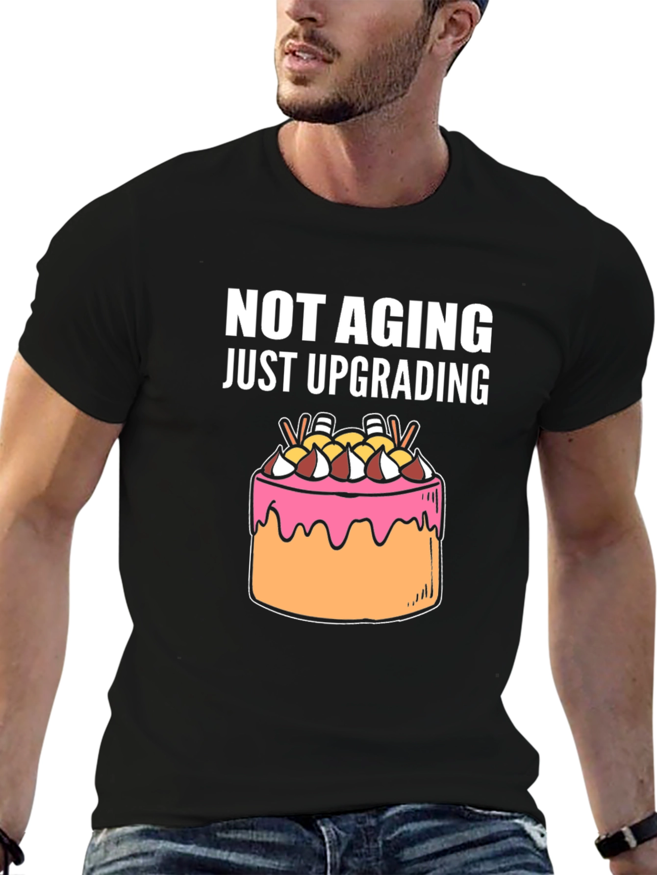 Black Not Aging Upgrading Graphic Tee view 6