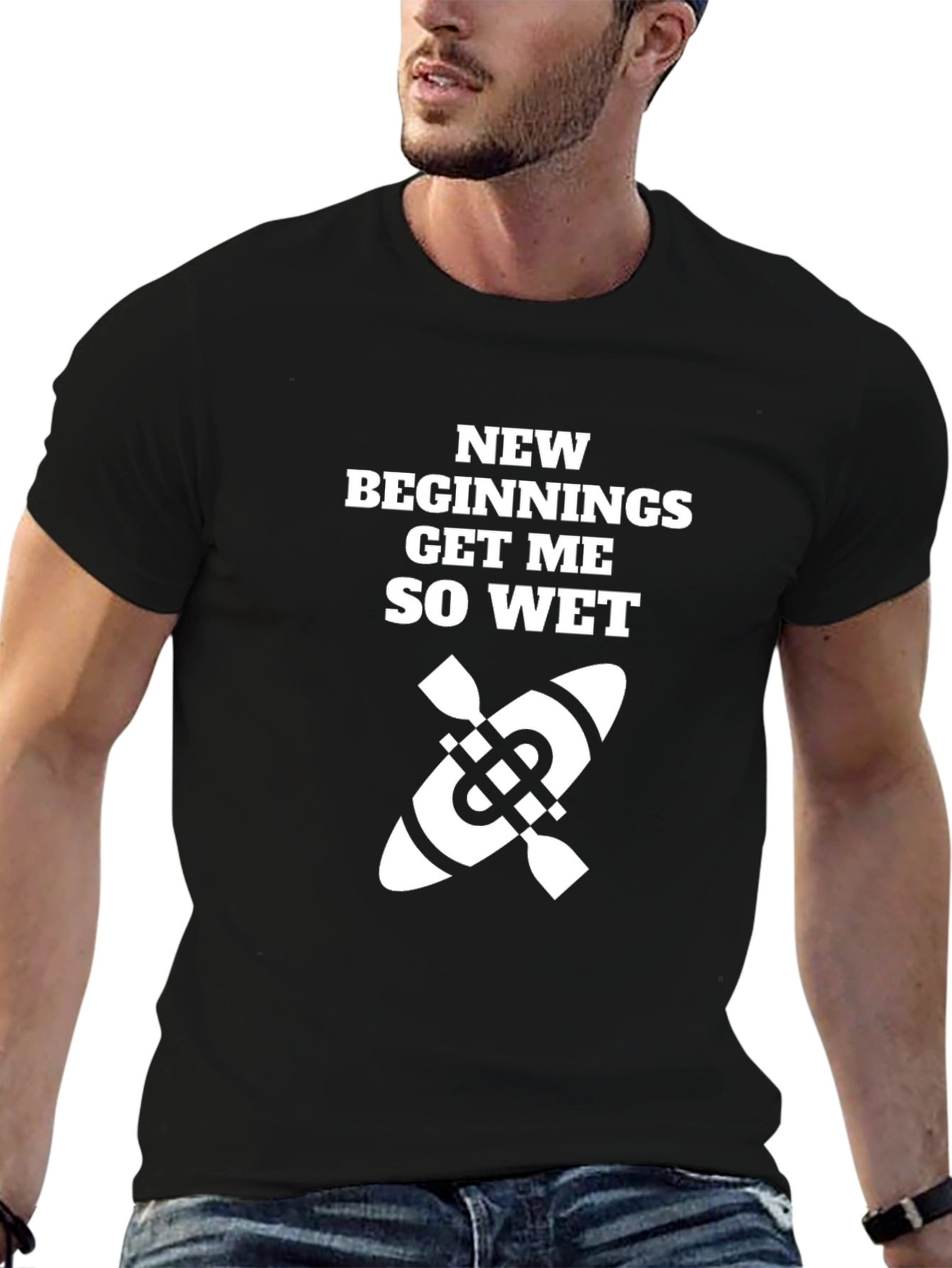 Black New Beginnings Get Me So Wet Kayak T-Shirt view 6