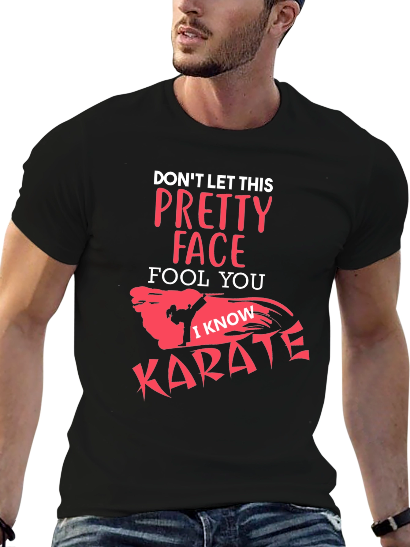 Black Pretty Face Karate Graphic Tee - Black view 6