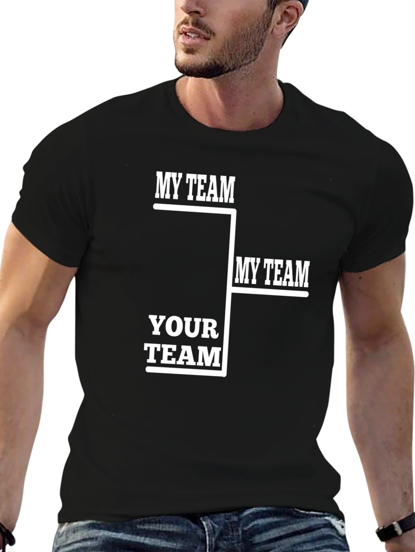 Black My Team Your Team Funny Tournament T-Shirt view 6