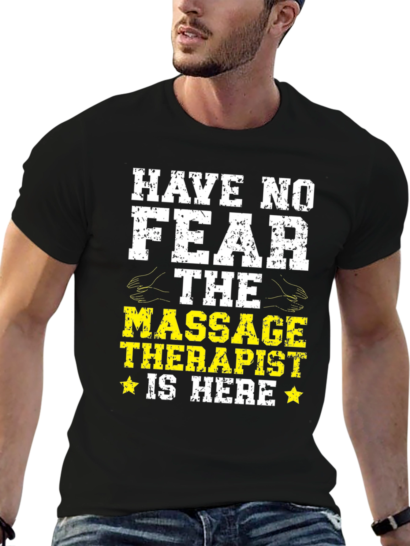 Black Have No Fear Massage Therapist Black T-Shirt view 6