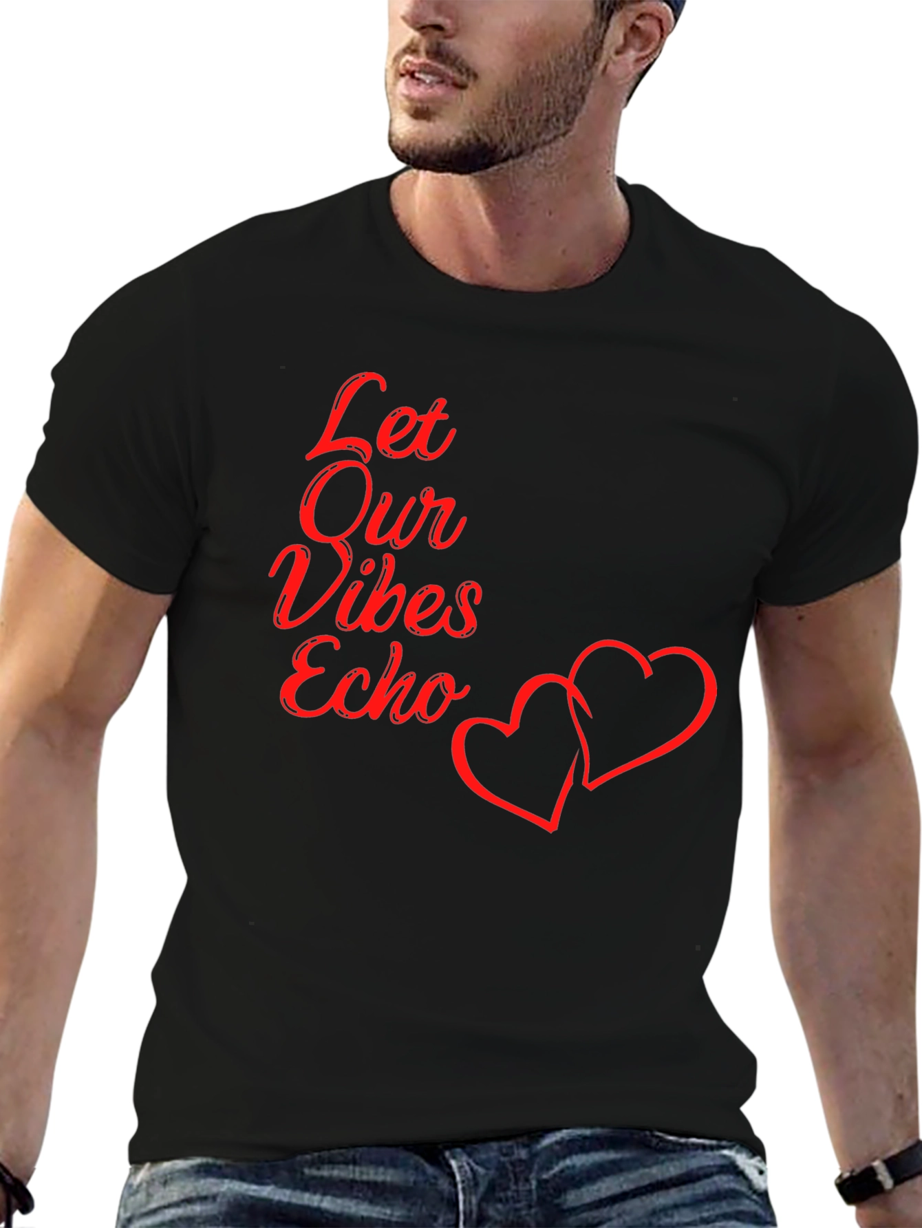 Black Let Our Vibes Echo Graphic Tee - Black view 6