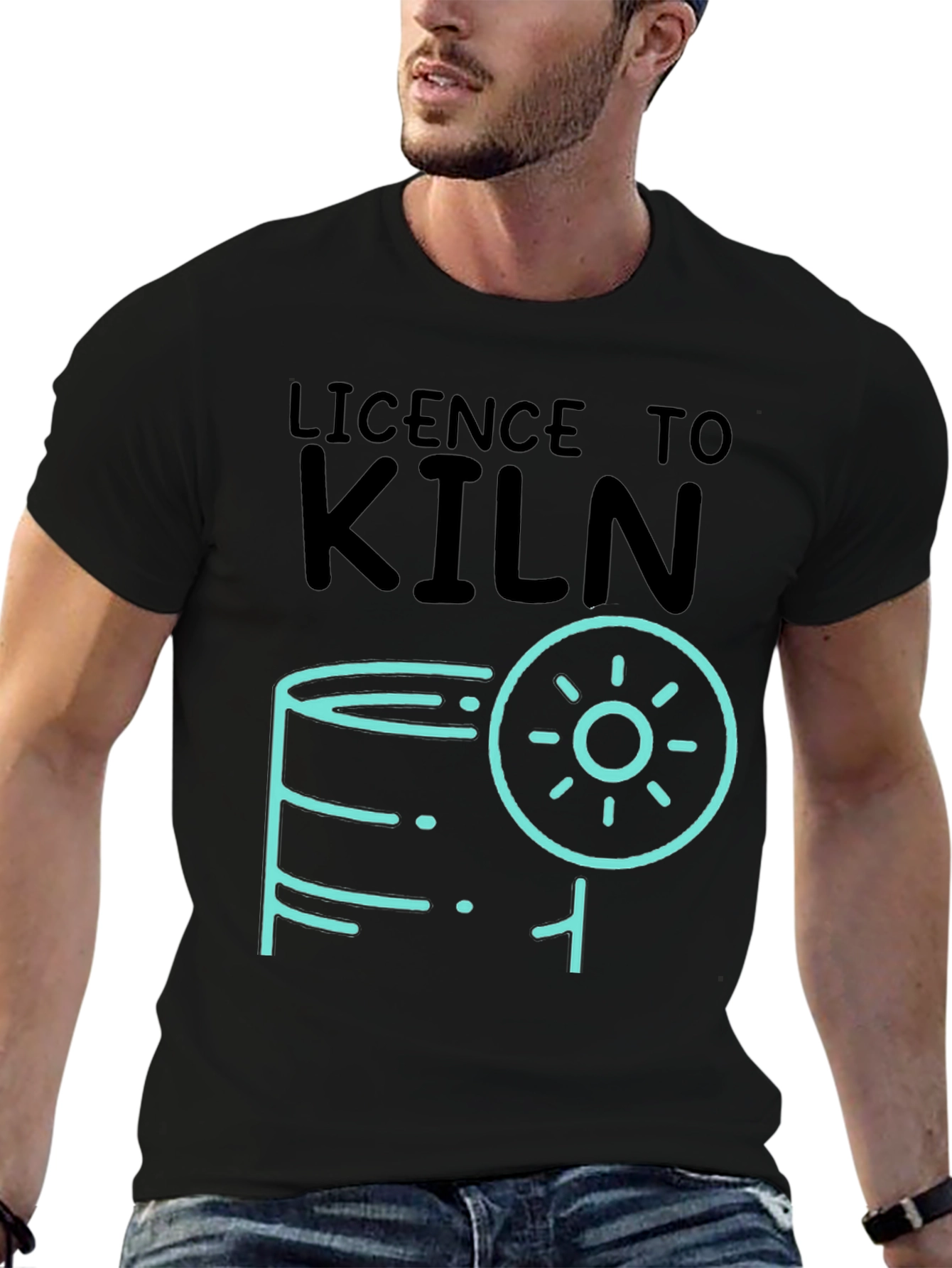 Black Licence to Kiln Graphic T-Shirt - Pottery Lover Tee view 6