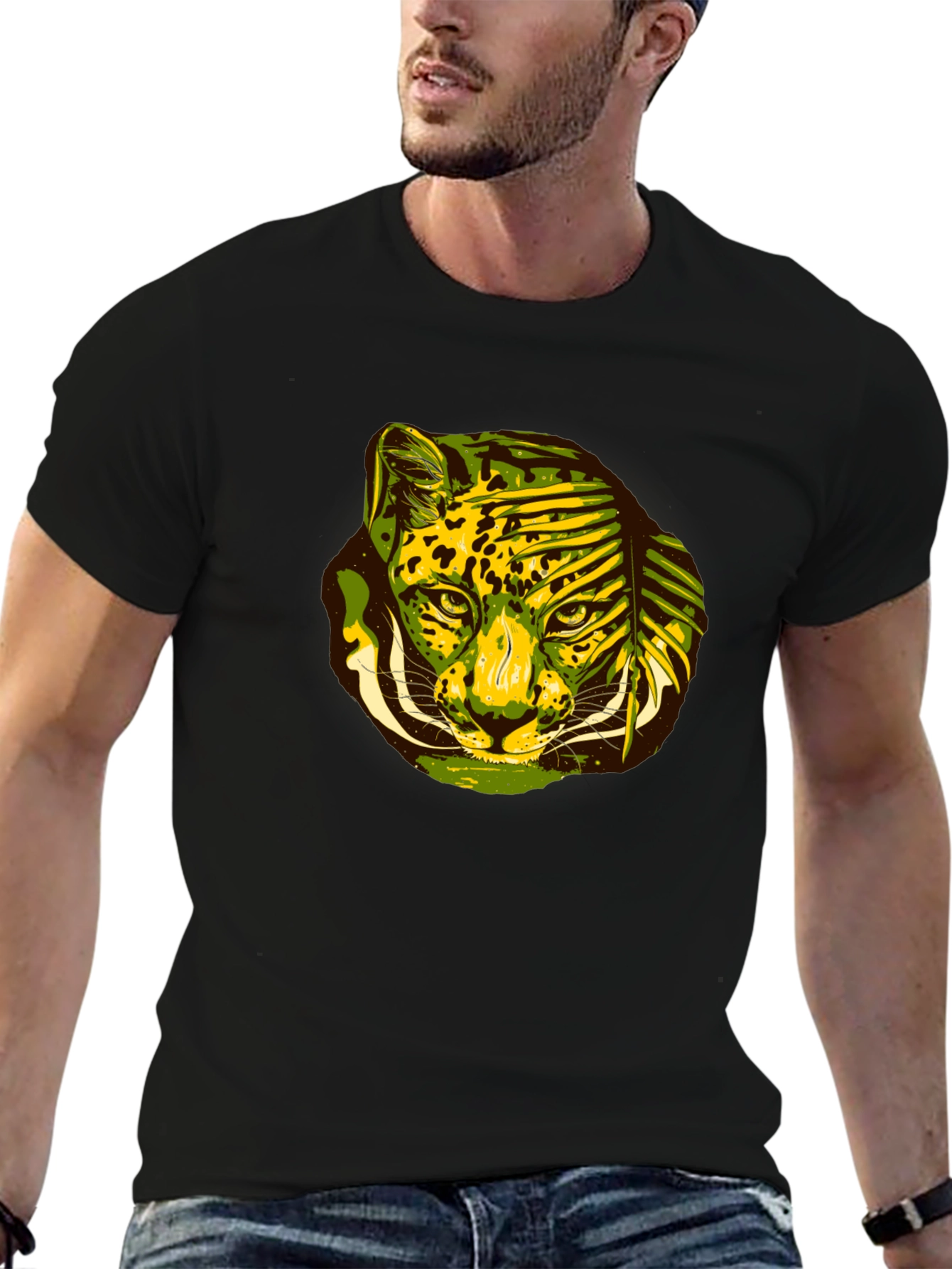 Black Jungle Cat Graphic Tee - Black T-Shirt view 6
